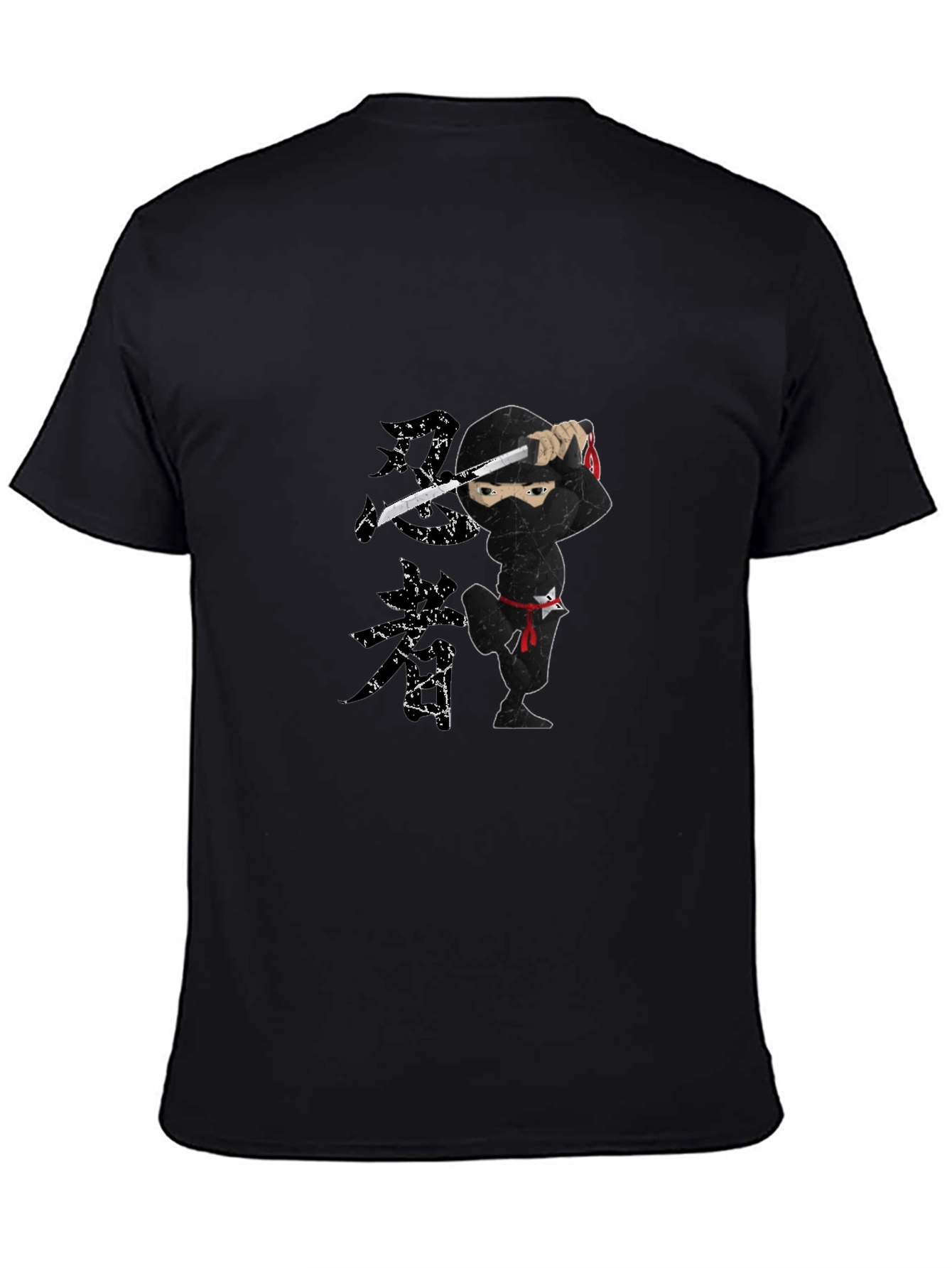 Ninja Graphic Print Black T-Shirt