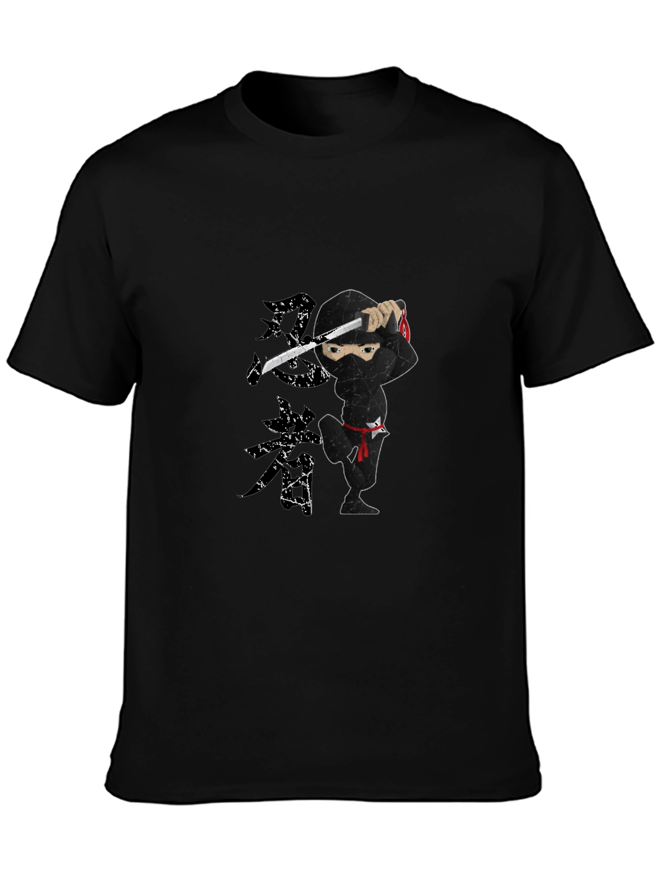 Ninja Graphic Print Black T-Shirt