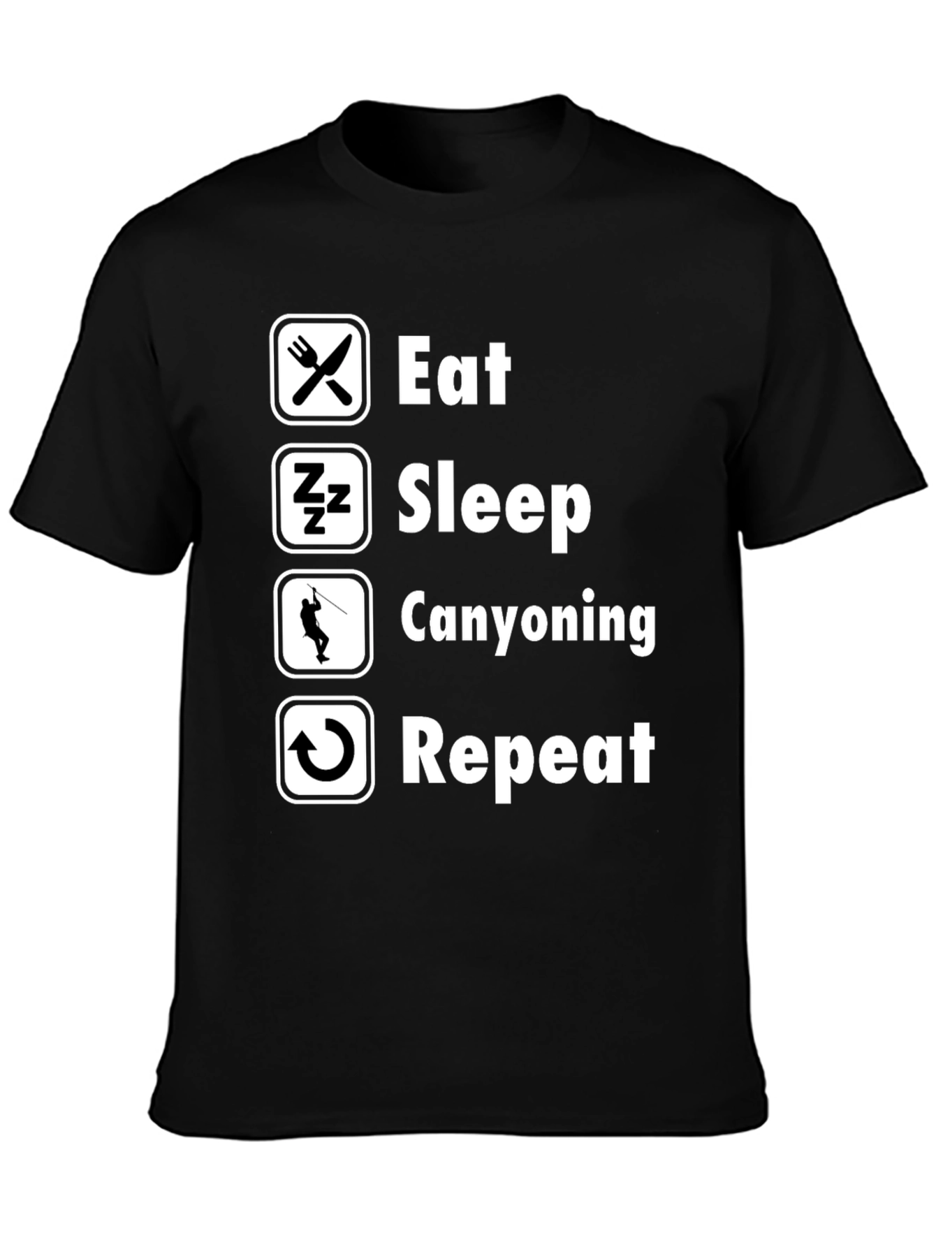 Eat Sleep Canyoning Repeat Black T-Shirt