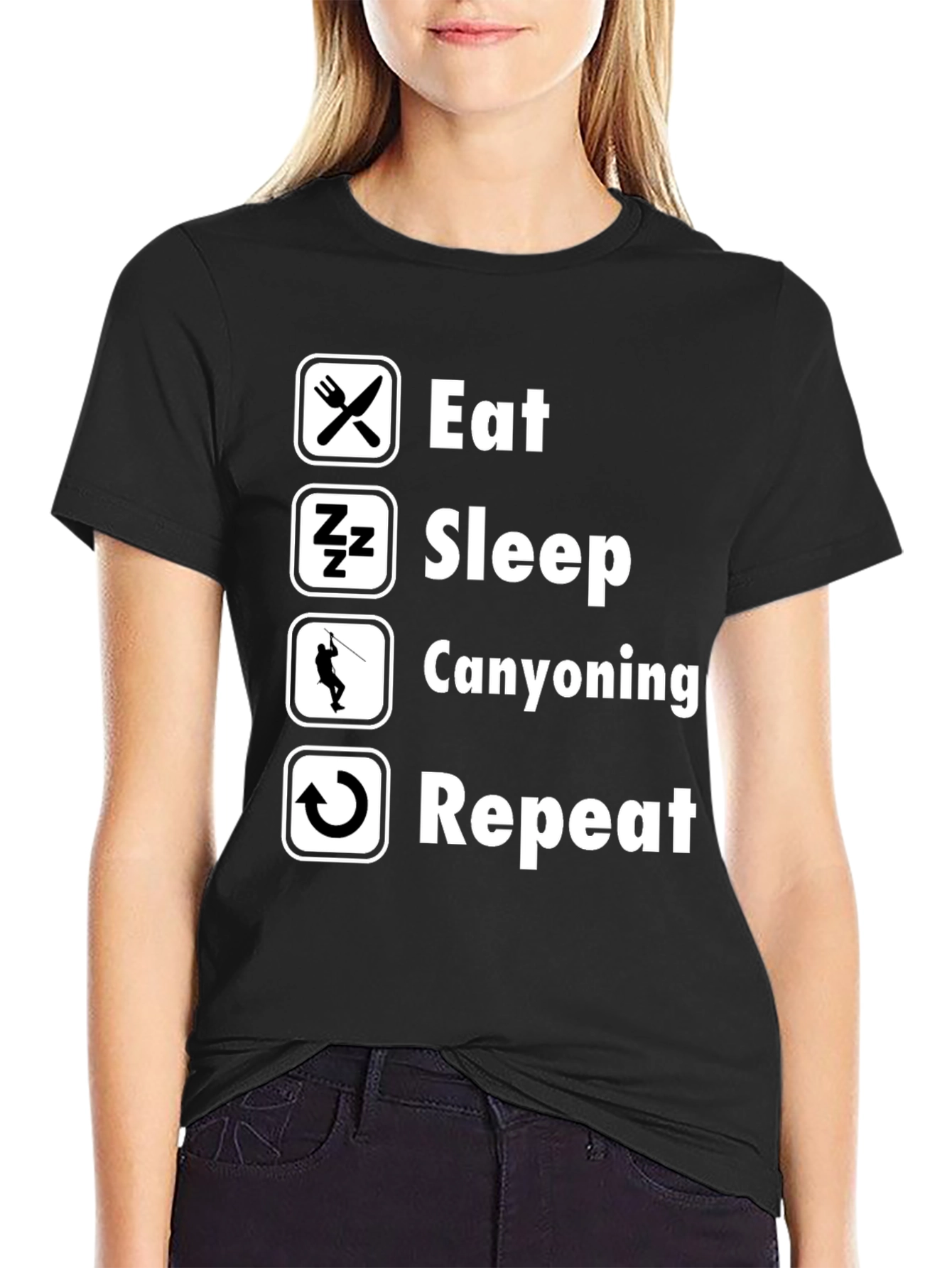 Eat Sleep Canyoning Repeat Black T-Shirt