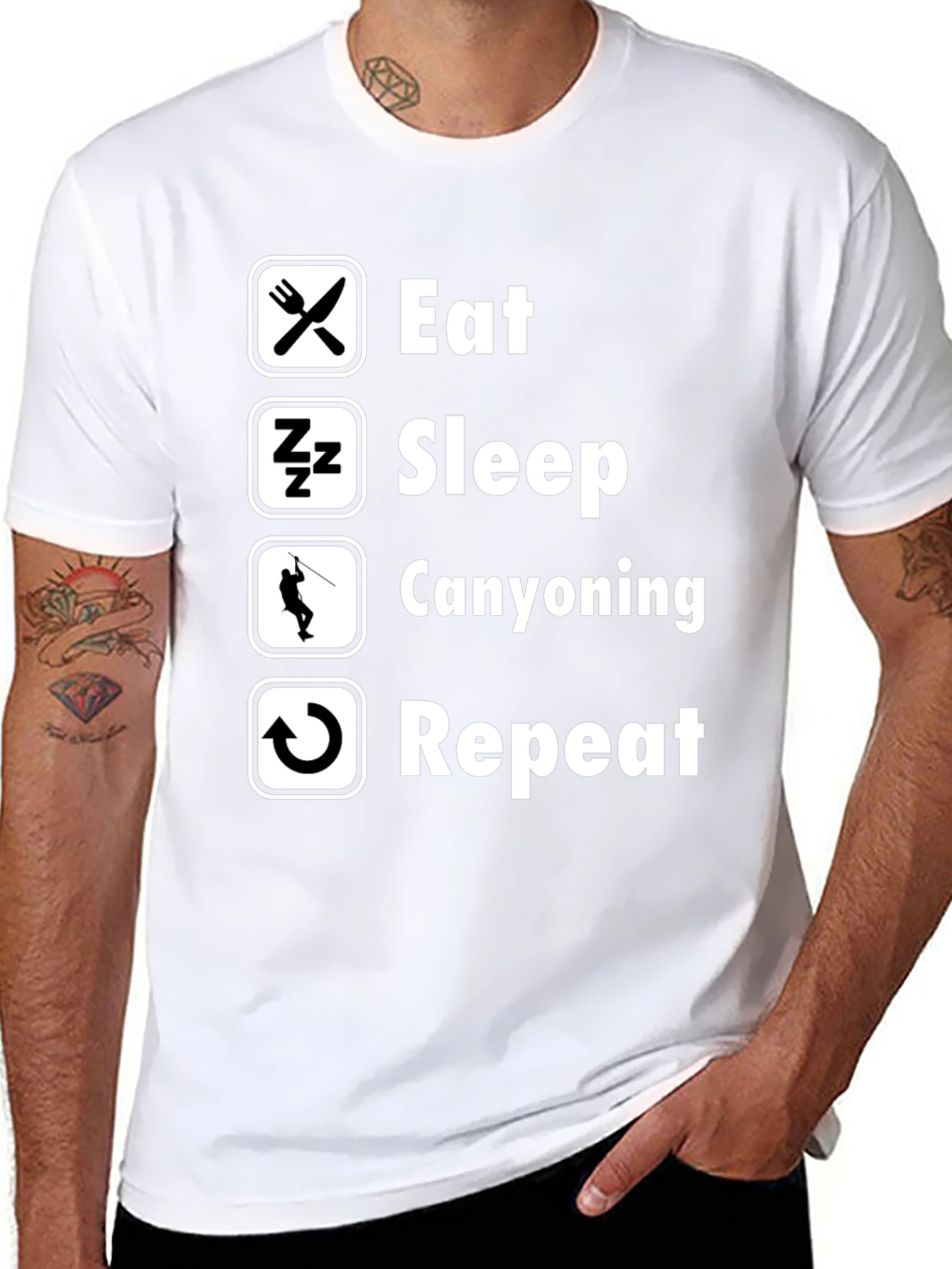 Eat Sleep Canyoning Repeat Black T-Shirt
