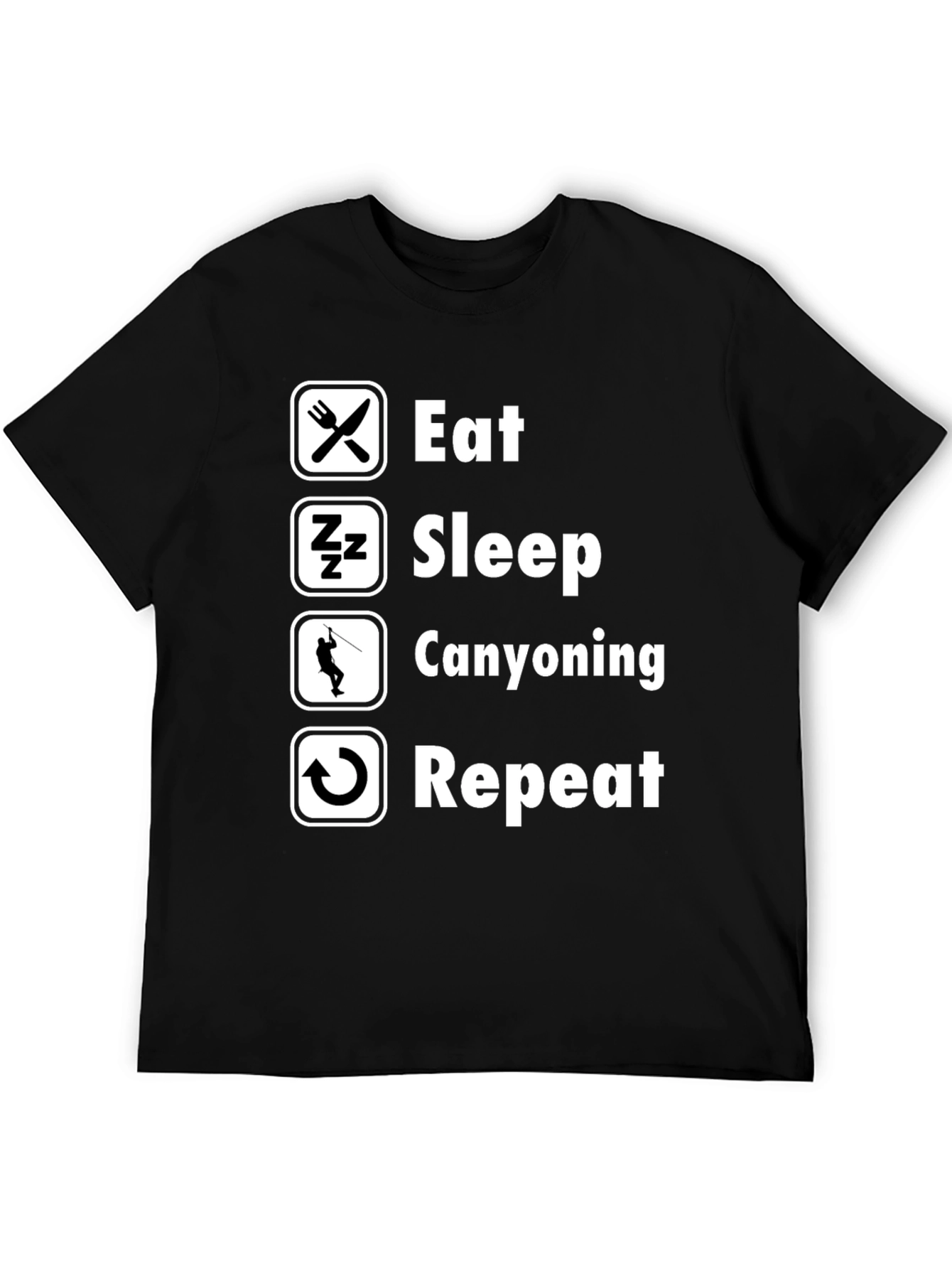 Eat Sleep Canyoning Repeat Black T-Shirt