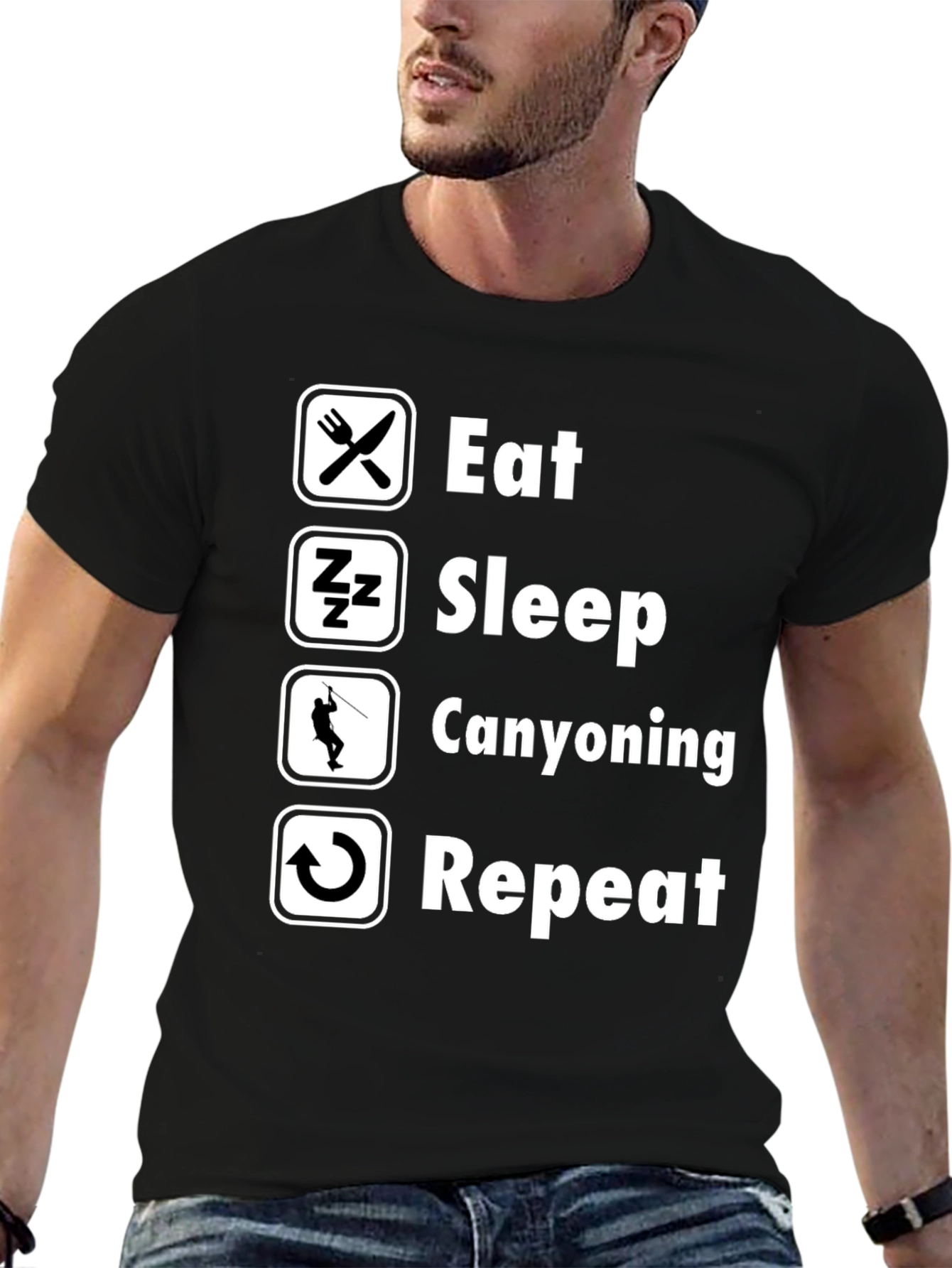 Eat Sleep Canyoning Repeat Black T-Shirt