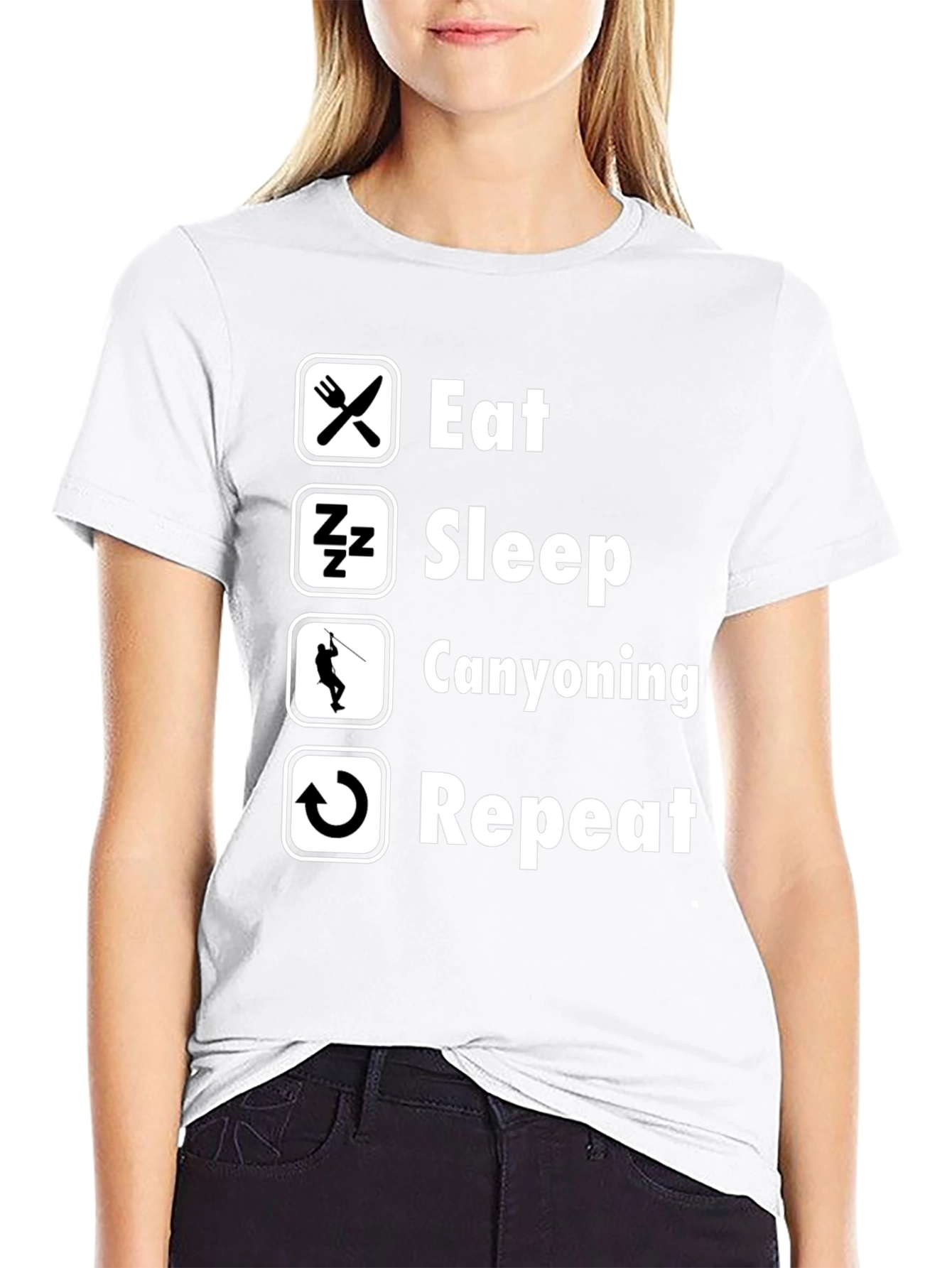 Eat Sleep Canyoning Repeat Black T-Shirt