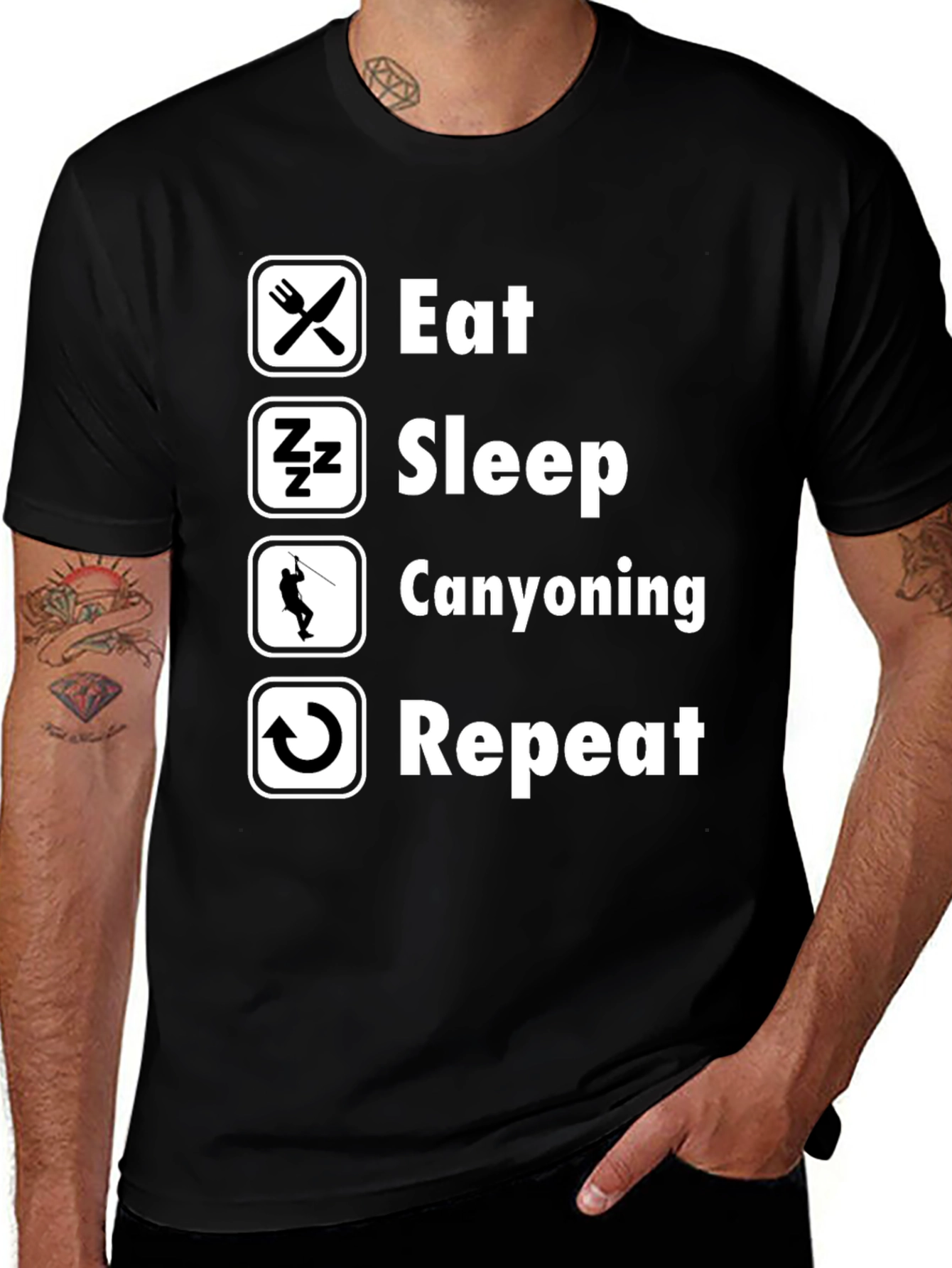 Eat Sleep Canyoning Repeat Black T-Shirt
