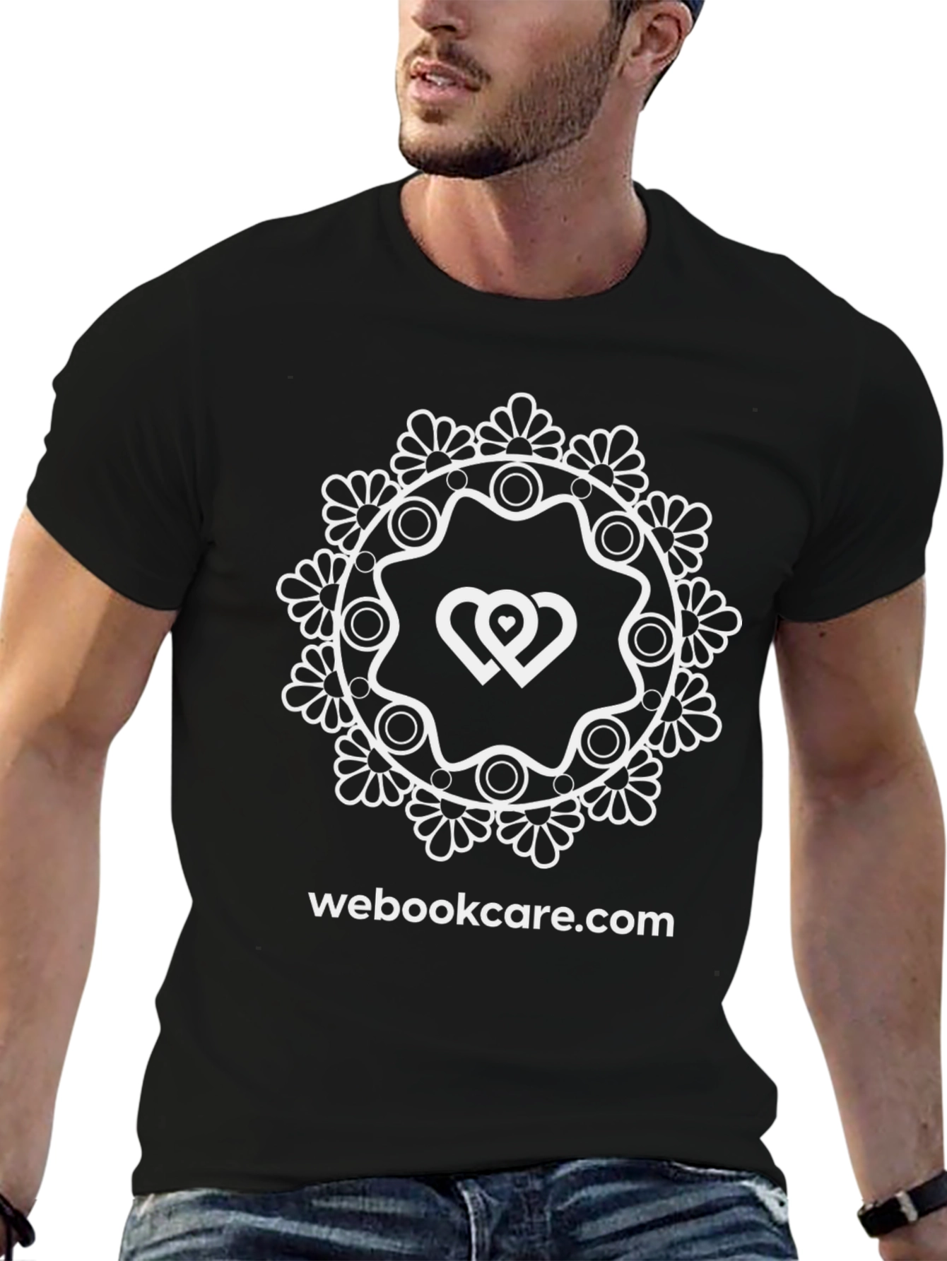 Stylish Black T-Shirt with Heart Mandala Graphic