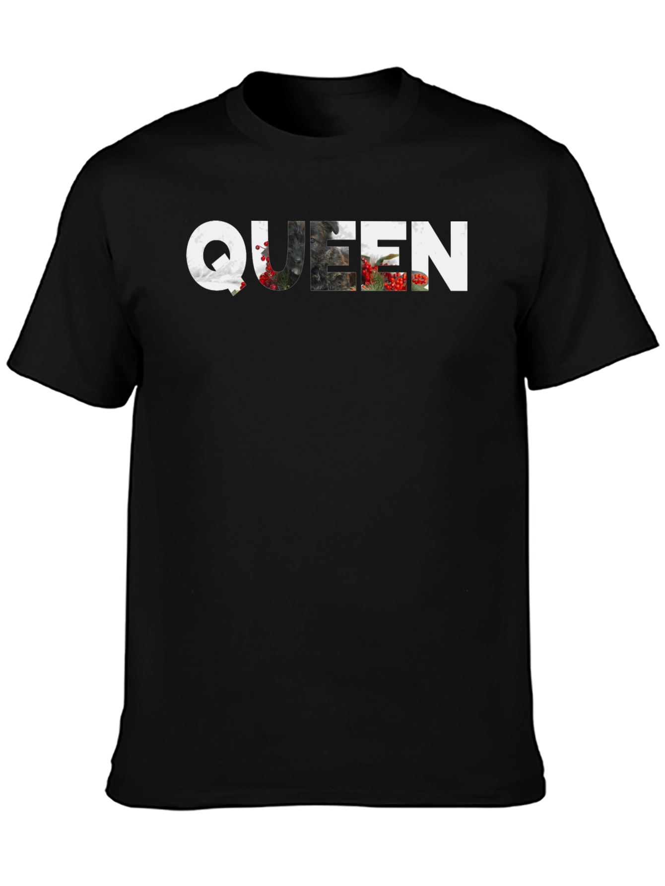 Queen Nature Graphic Print Black T-Shirt