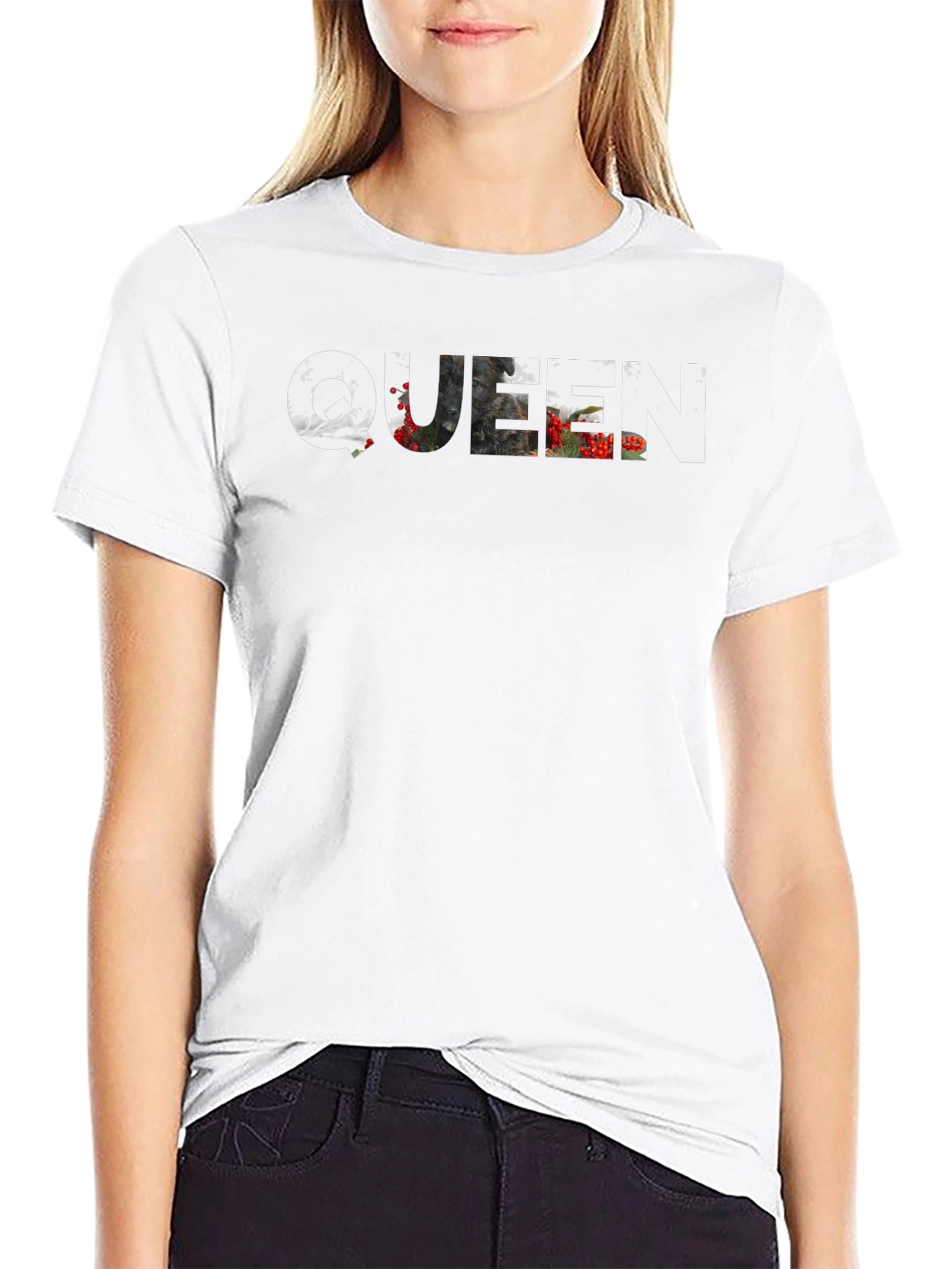 Queen Nature Graphic Print Black T-Shirt