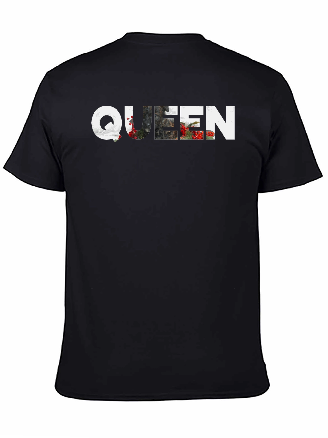 Queen Nature Graphic Print Black T-Shirt