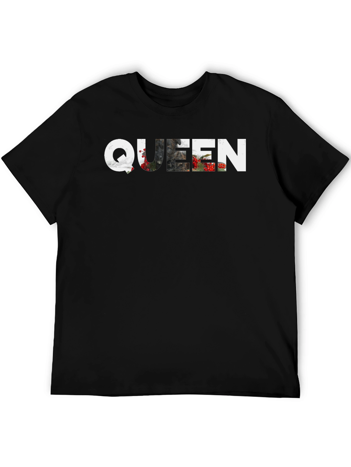Queen Nature Graphic Print Black T-Shirt
