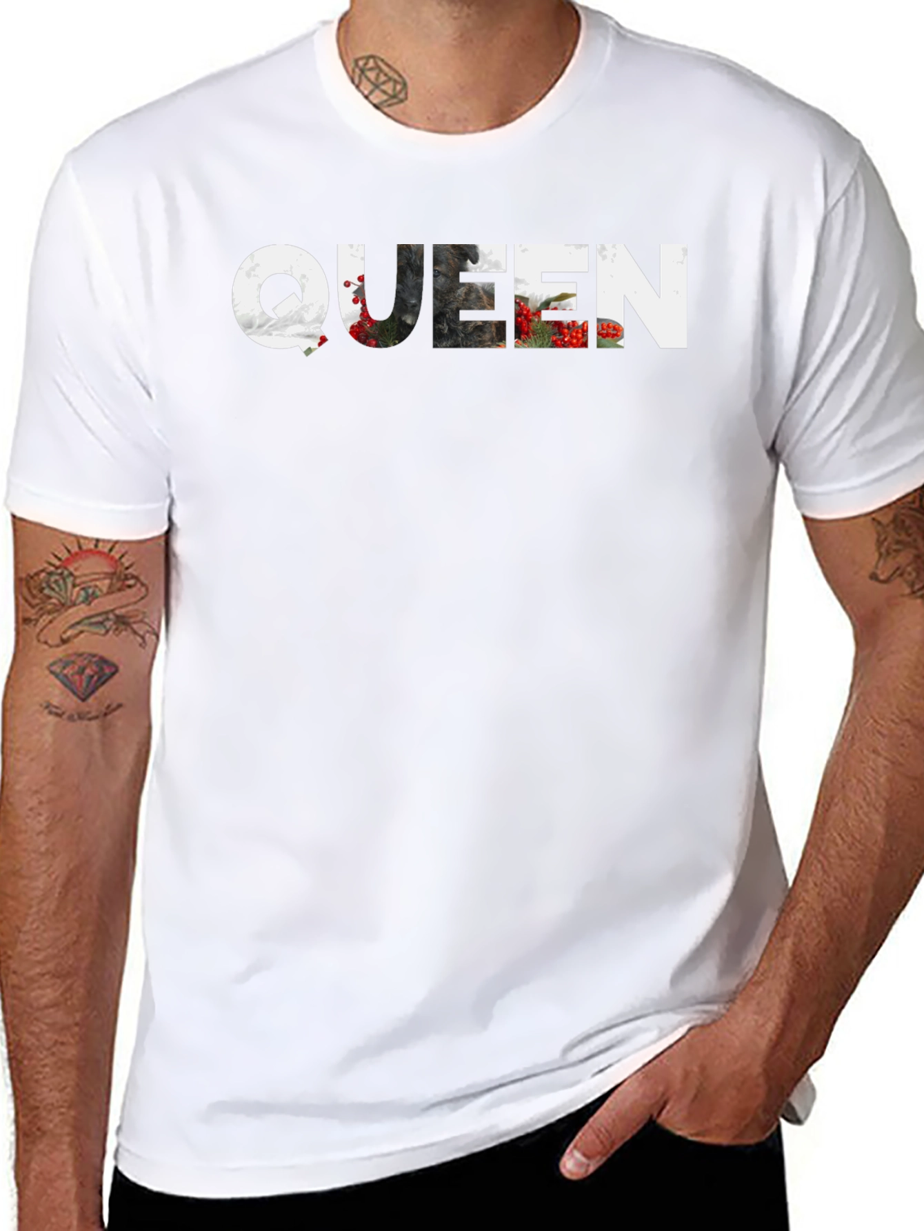 Queen Nature Graphic Print Black T-Shirt