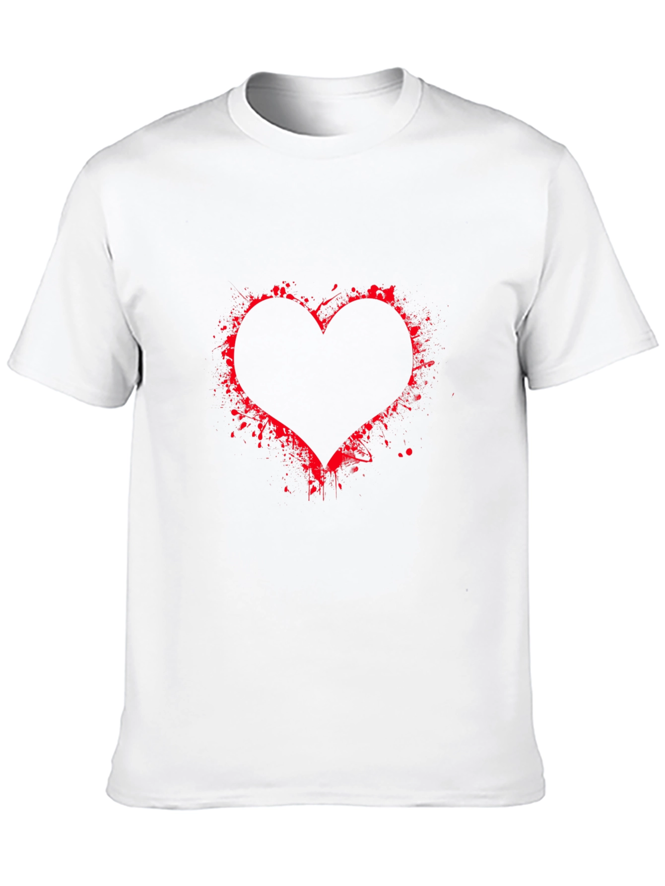 Black T-Shirt with Red Heart Splatter Design