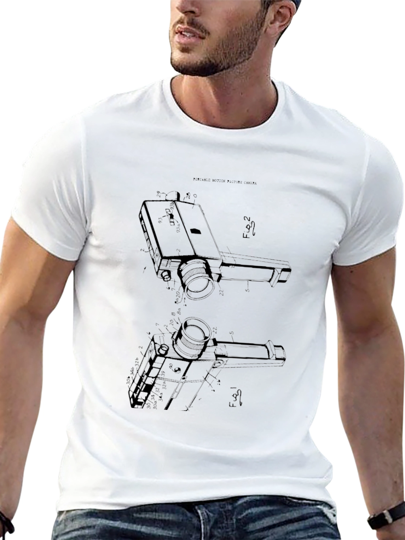 Retro Camera Print T-Shirt - Black