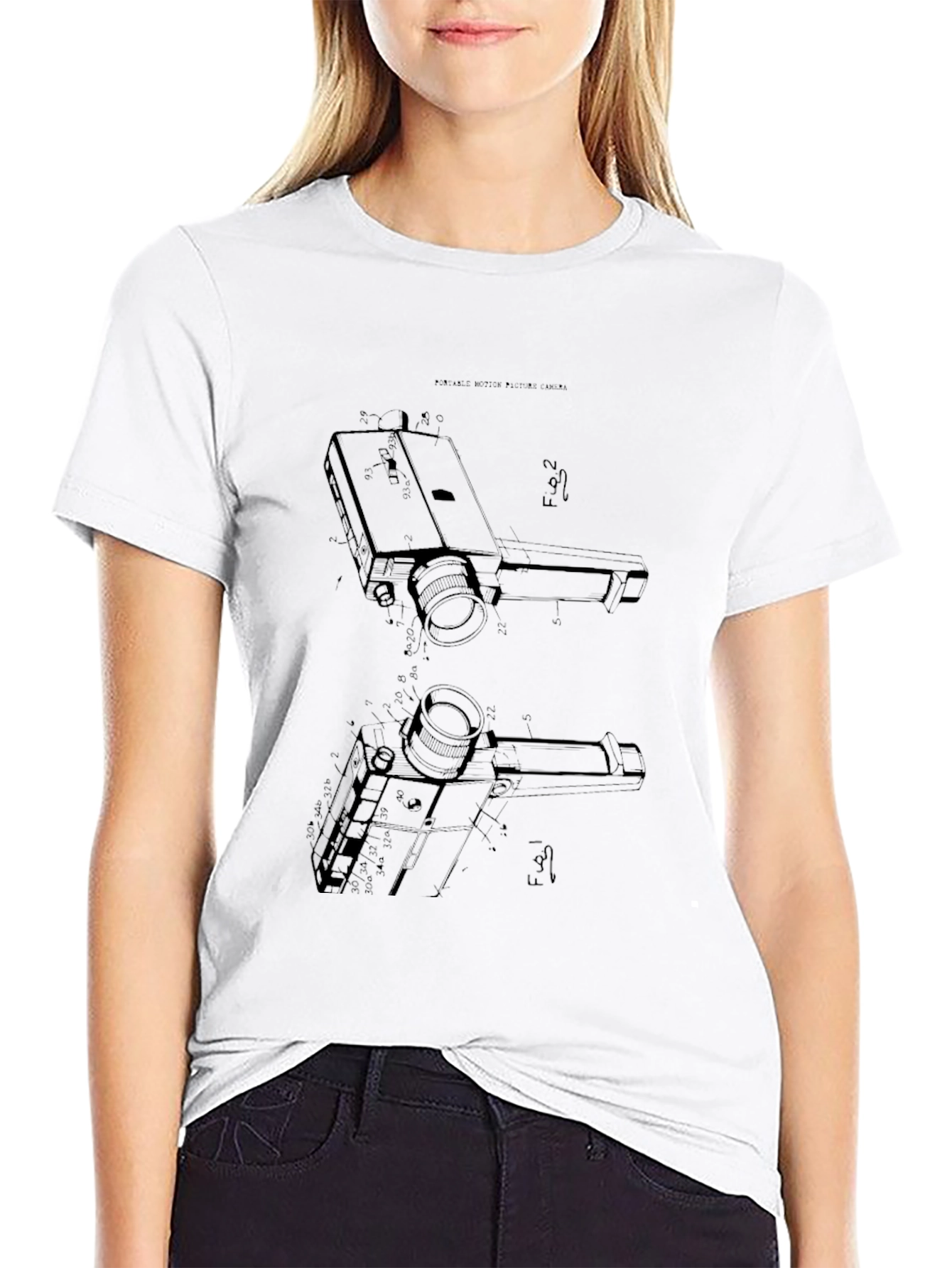 Retro Camera Print T-Shirt - Black