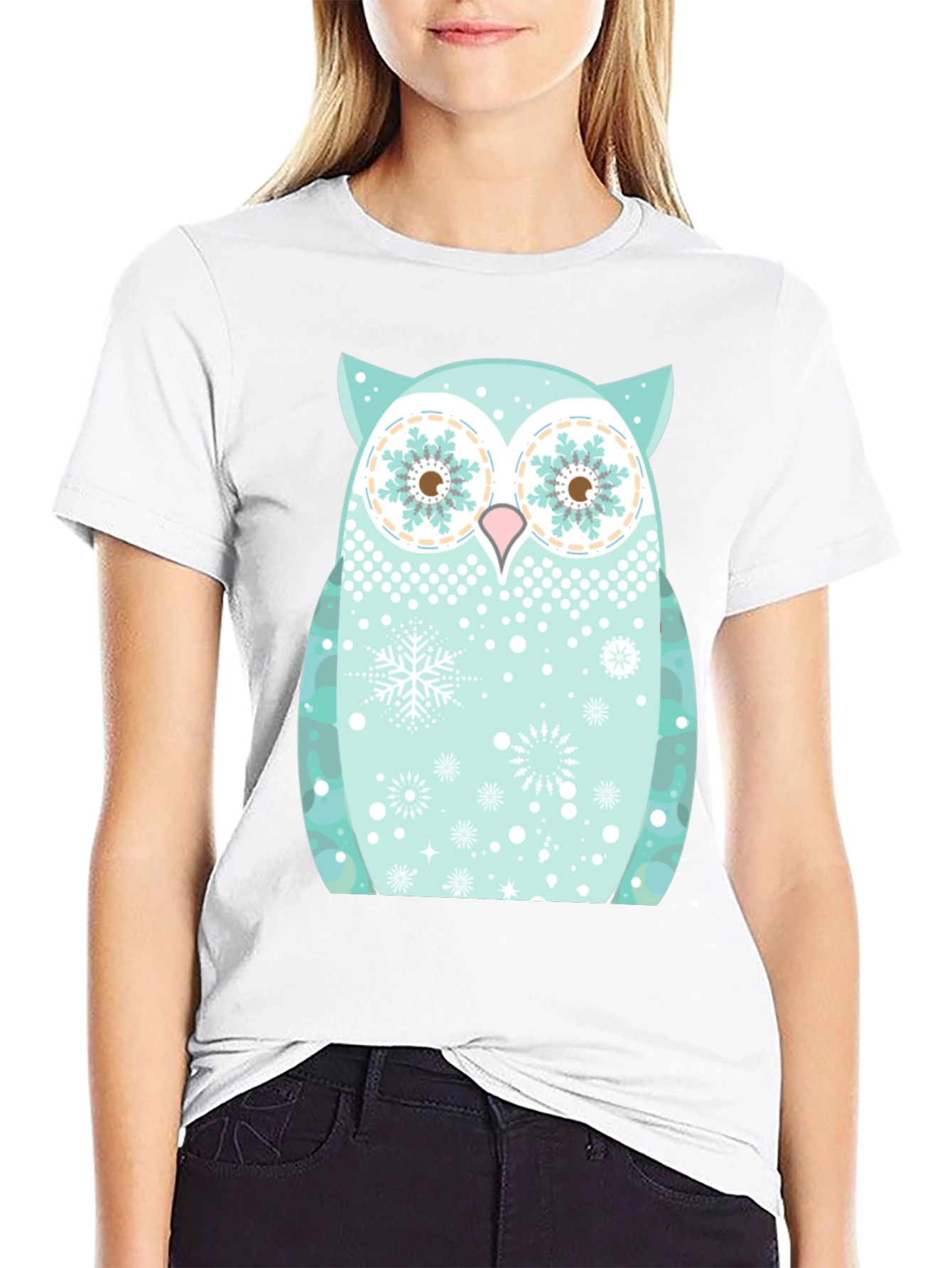 Festive Owl Graphic Tee - Black