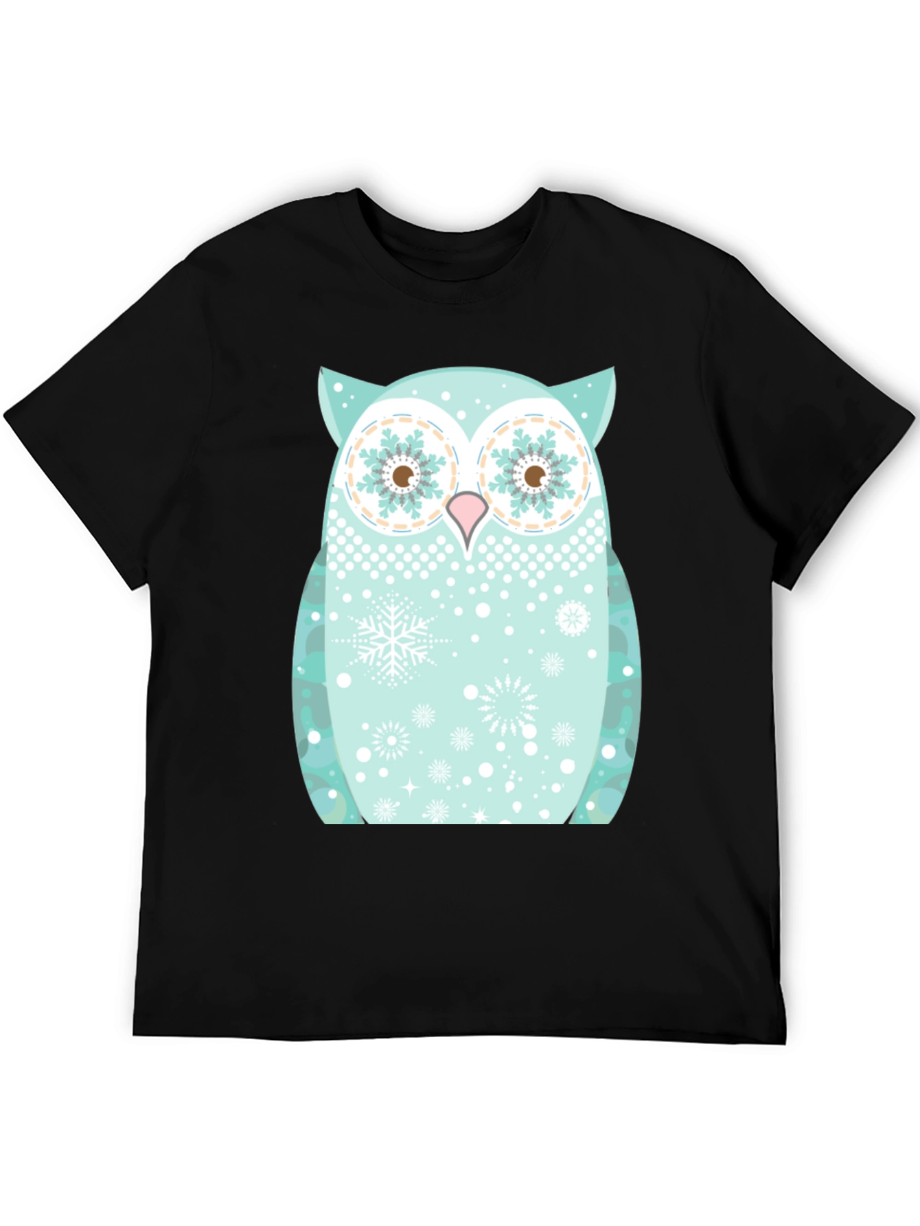 Festive Owl Graphic Tee - Black