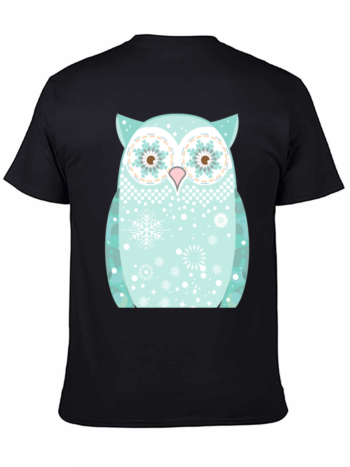 Festive Owl Graphic Tee - Black