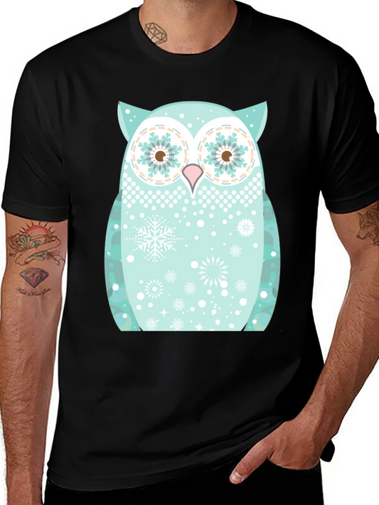 Festive Owl Graphic Tee - Black