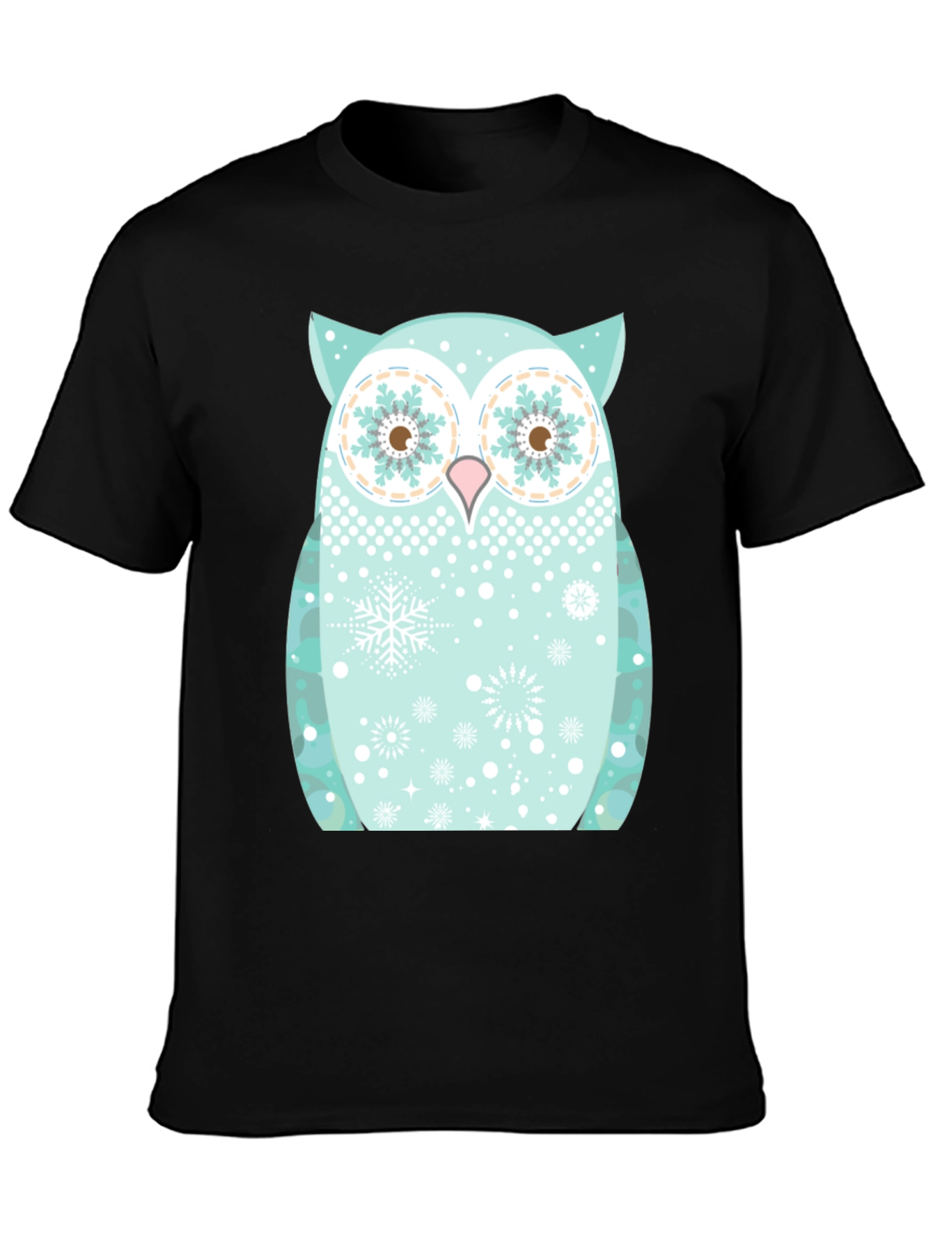 Festive Owl Graphic Tee - Black