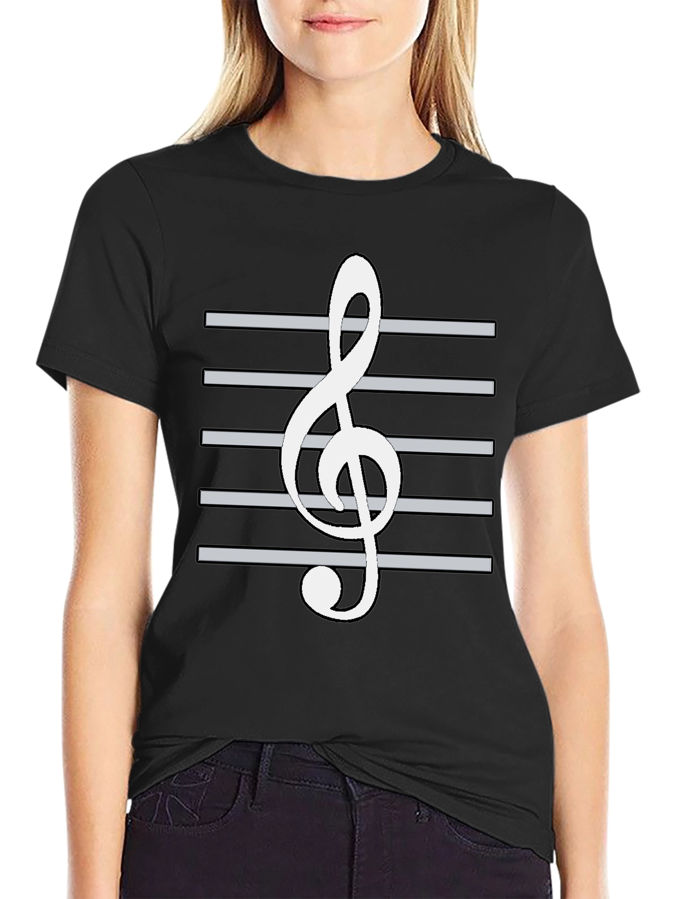 Musical Treble Clef T-Shirt - Black Cotton Tee