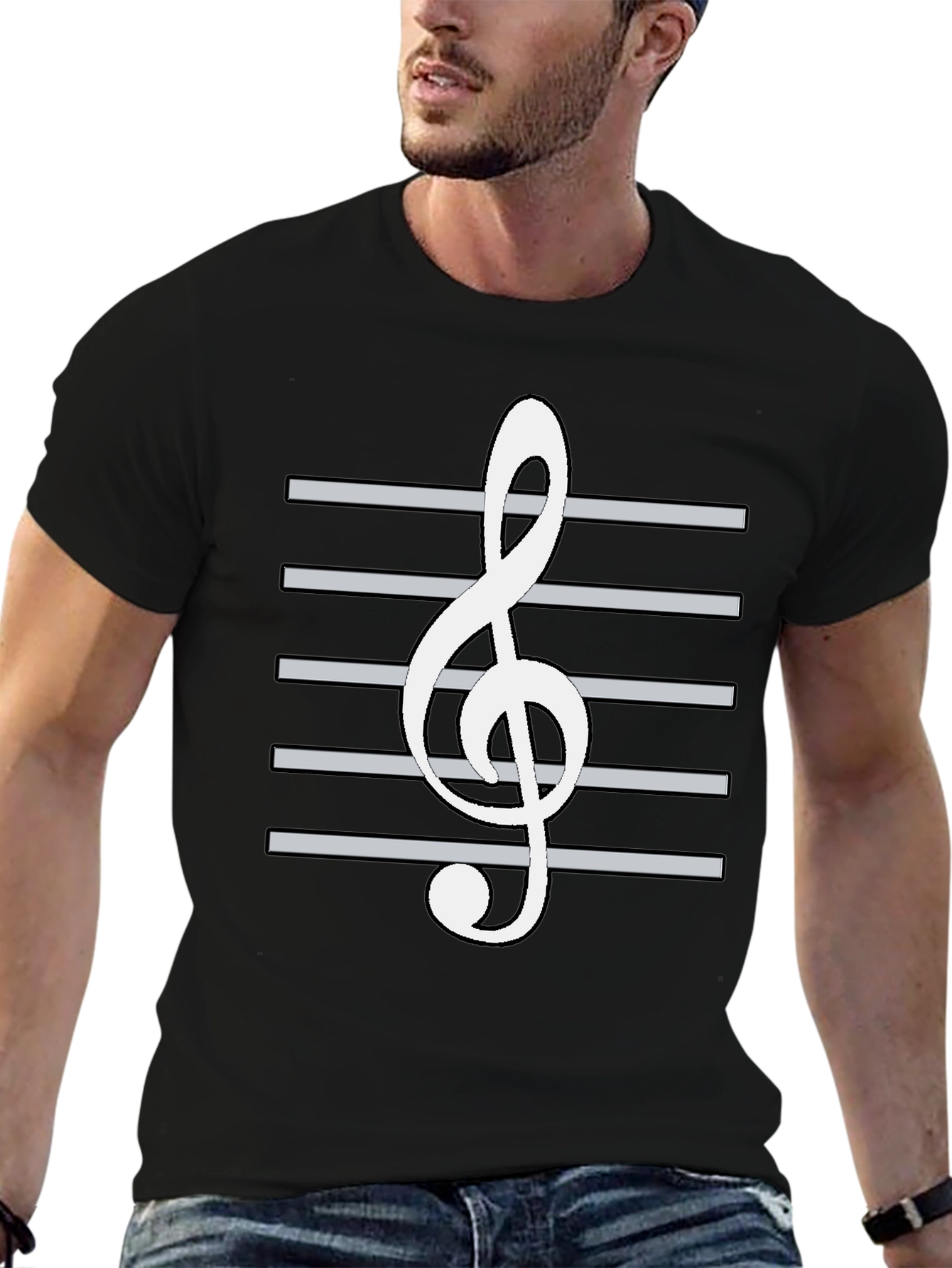 Musical Treble Clef T-Shirt - Black Cotton Tee