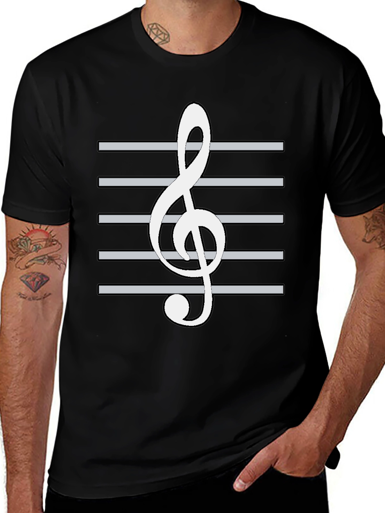 Musical Treble Clef T-Shirt - Black Cotton Tee