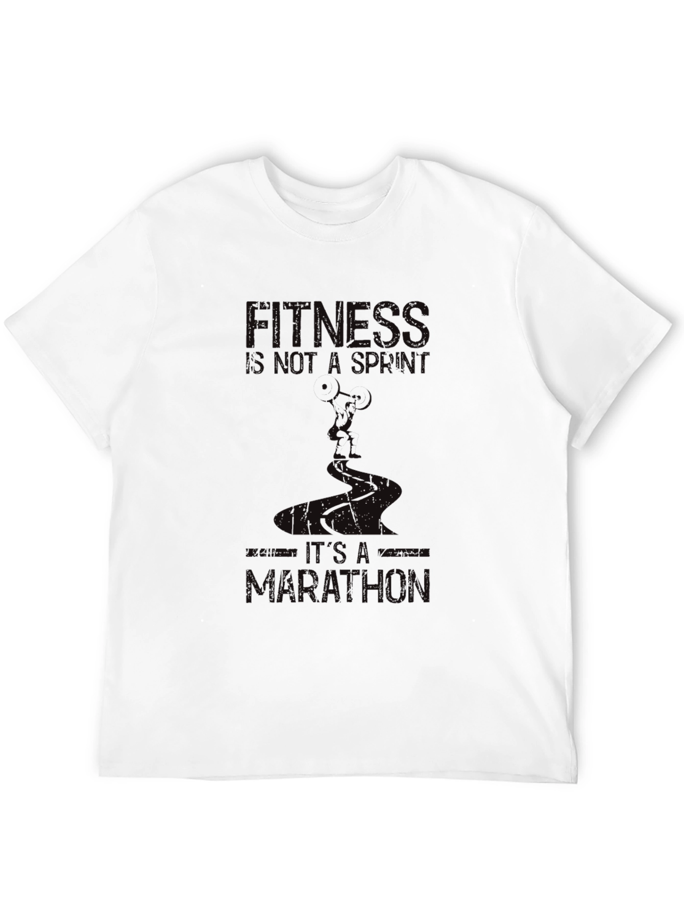 Fitness Marathon Graphic Tee - Black Cotton Shirt