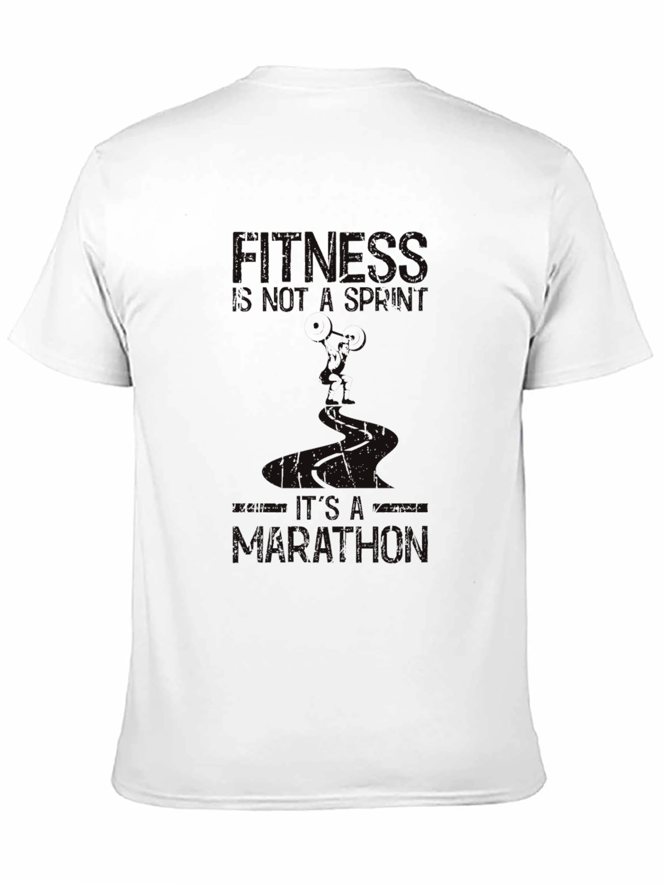 Fitness Marathon Graphic Tee - Black Cotton Shirt