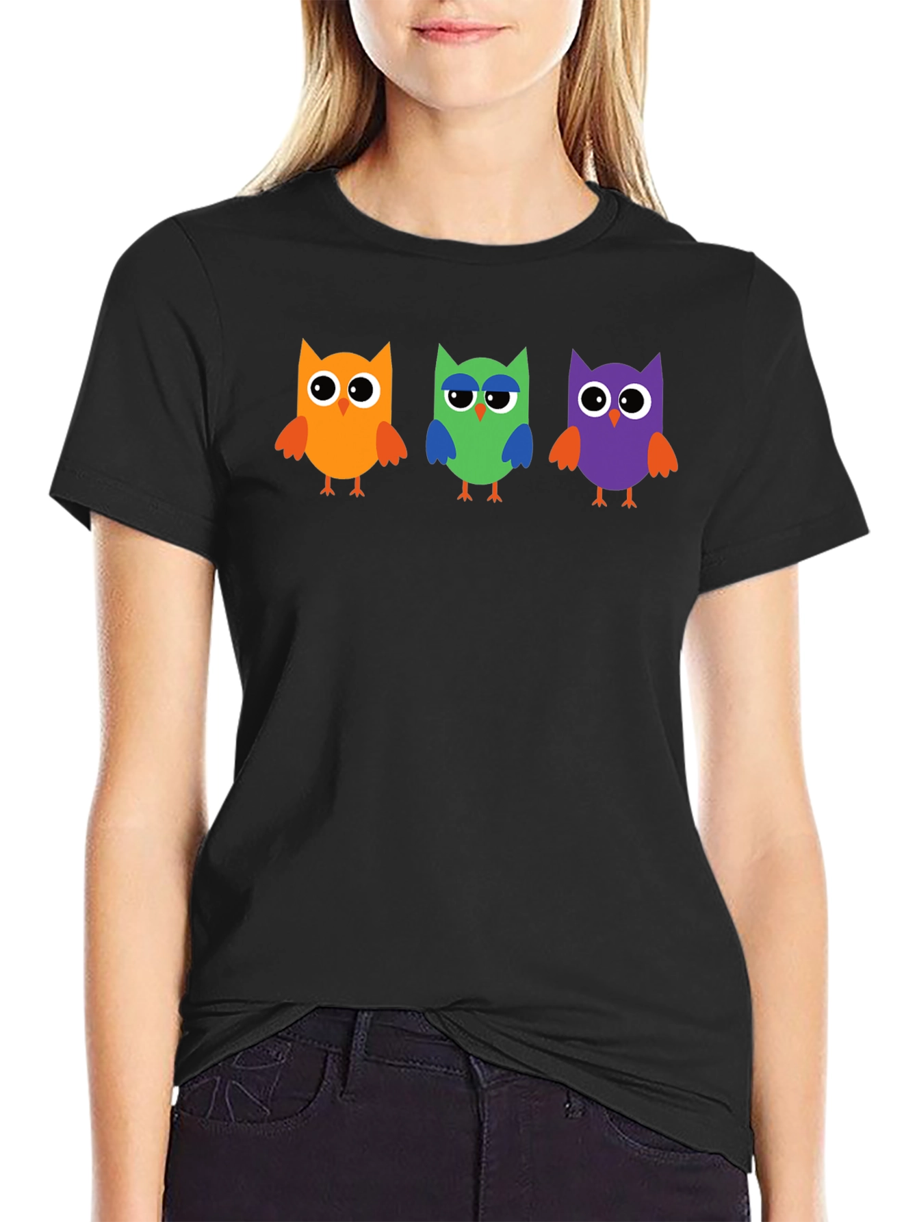Owl Trio Graphic Tee - Black