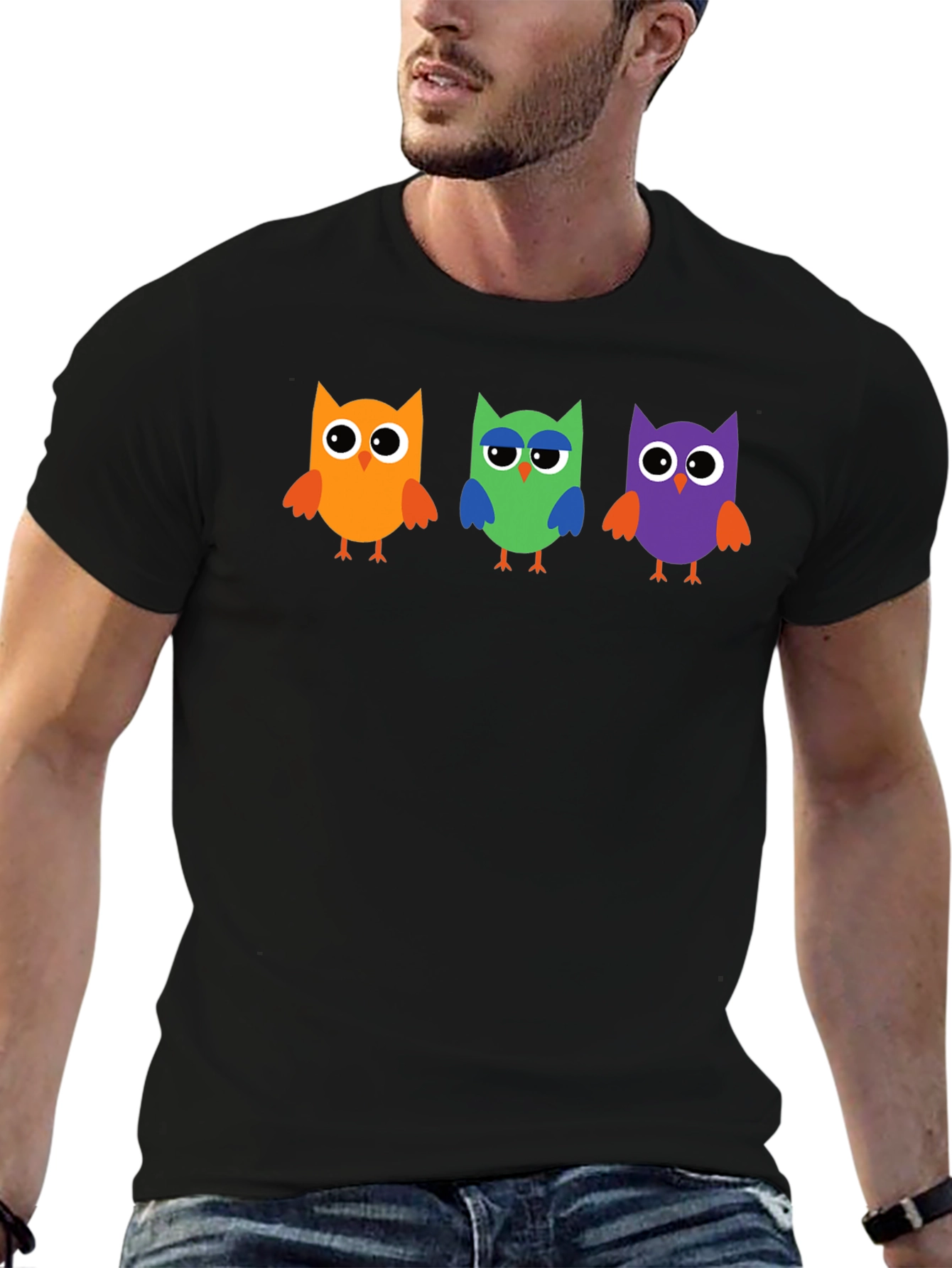 Owl Trio Graphic Tee - Black
