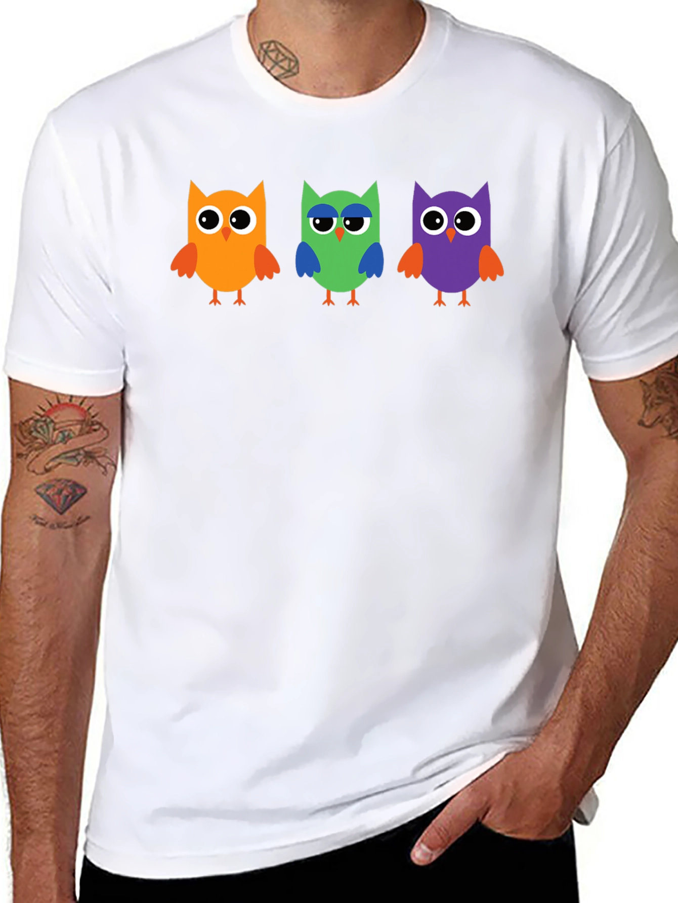 Owl Trio Graphic Tee - Black