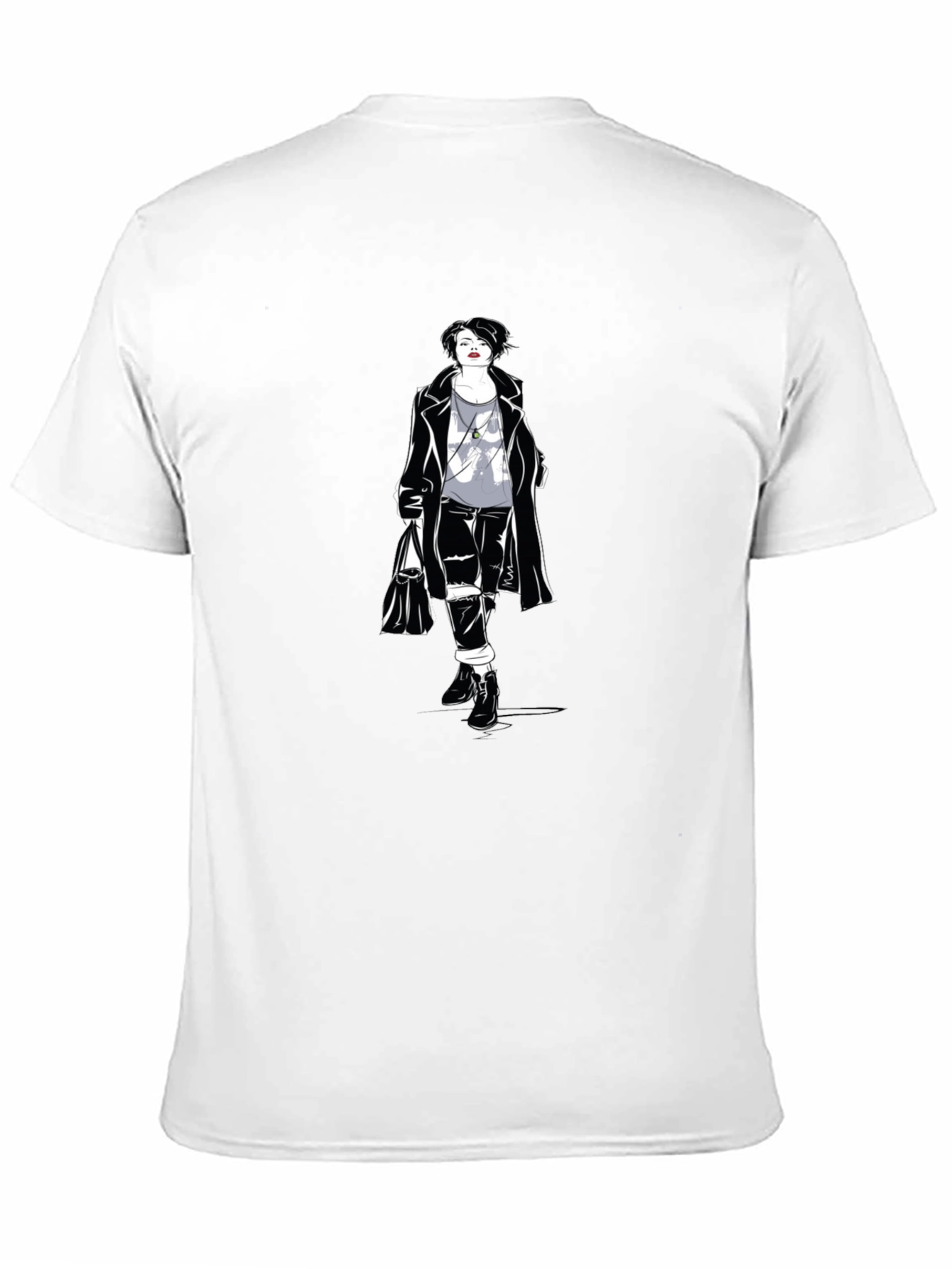 Stylish Woman Graphic Tee - Black Cotton