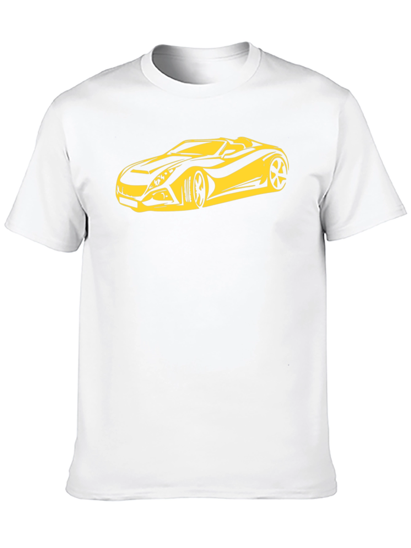 Stylish Black T-Shirt with Yellow Sports Car Graphic