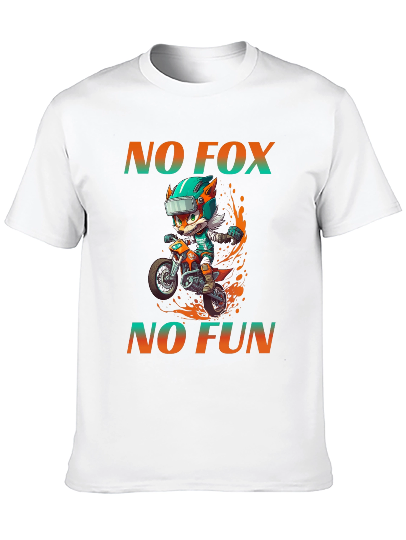 Funny Cartoon Fox Biker Graphic T-Shirt