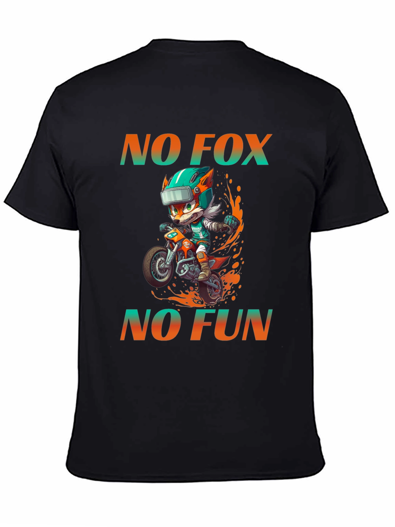 Funny Cartoon Fox Biker Graphic T-Shirt