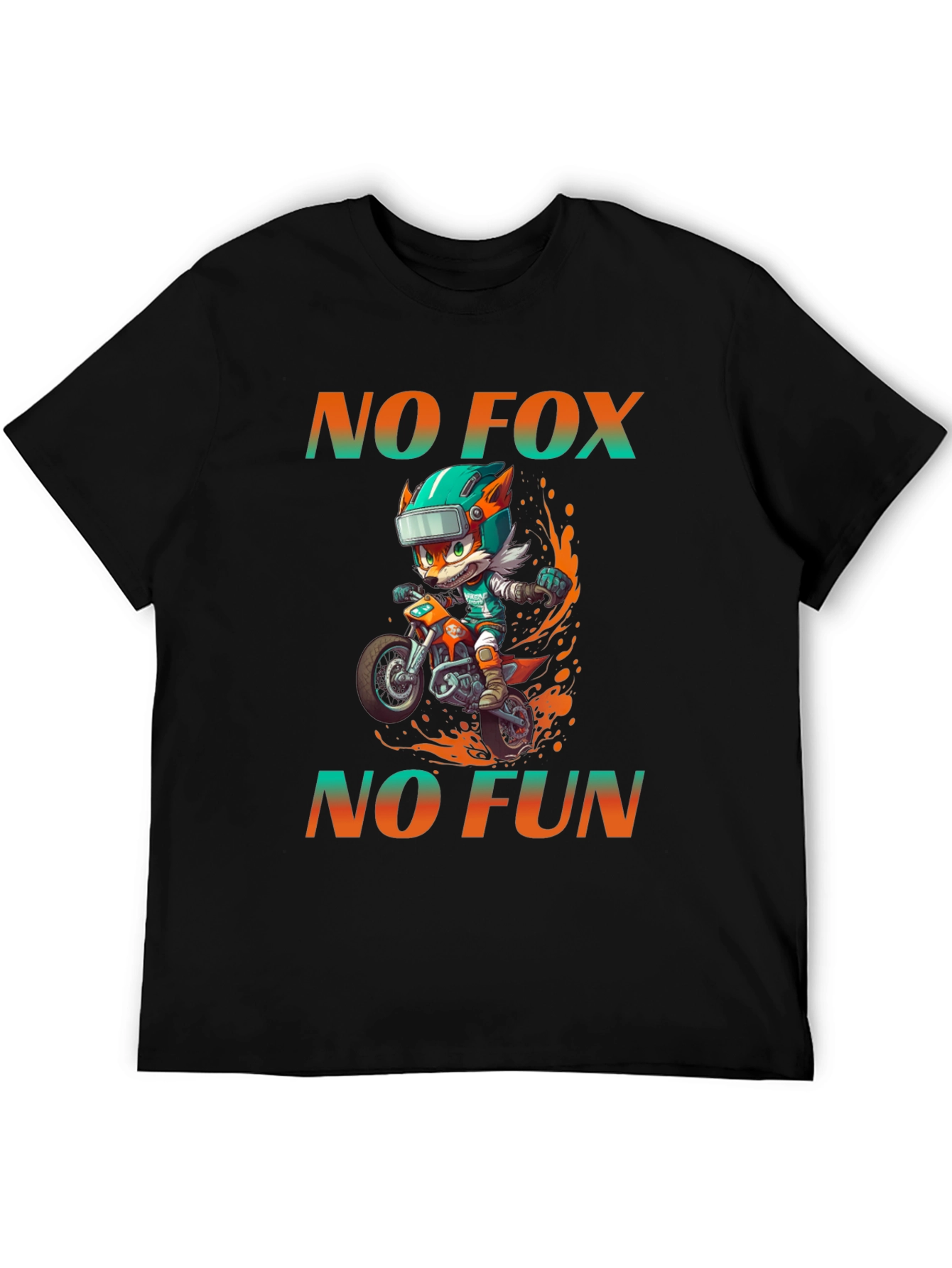 Funny Cartoon Fox Biker Graphic T-Shirt