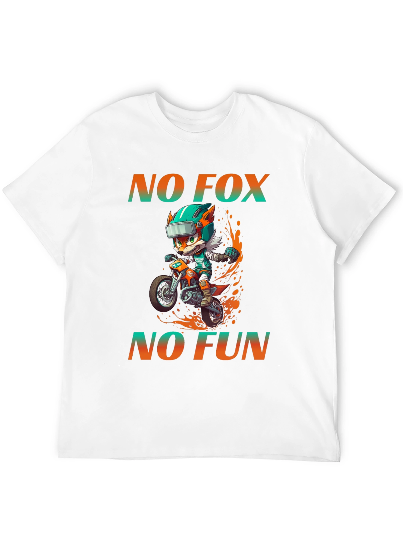 Funny Cartoon Fox Biker Graphic T-Shirt