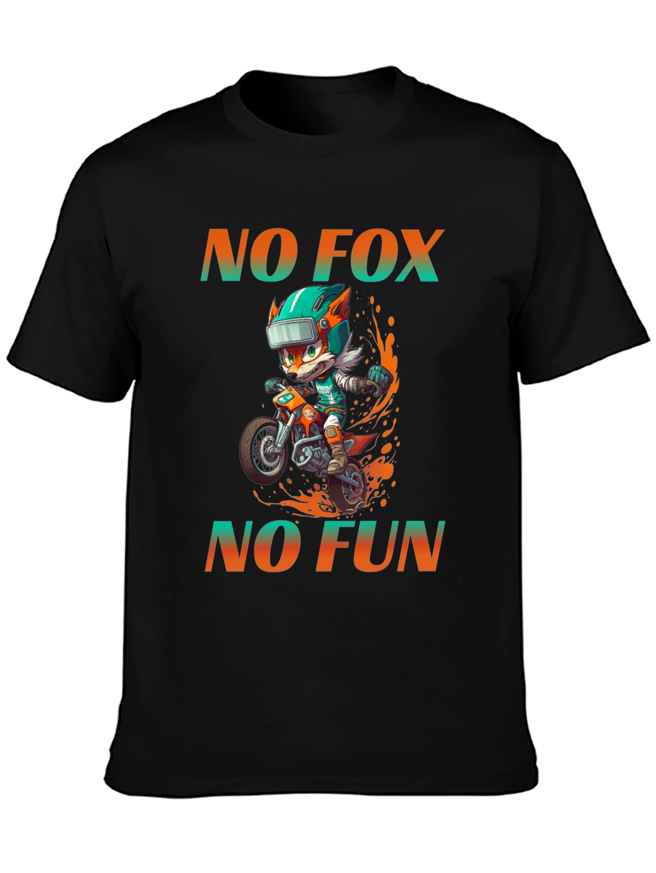Funny Cartoon Fox Biker Graphic T-Shirt