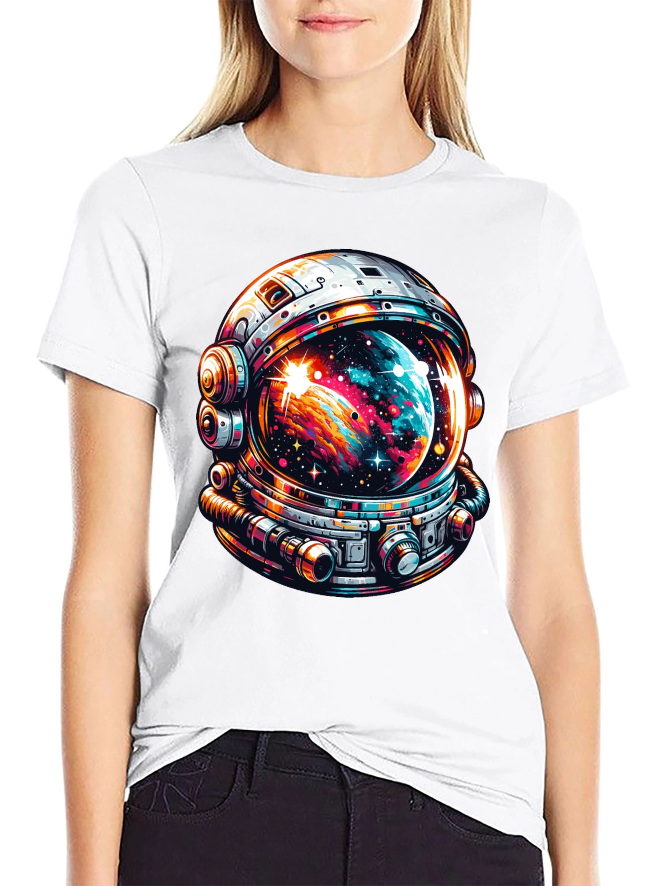 Space Helmet Graphic Tee - Bold Astronaut Design