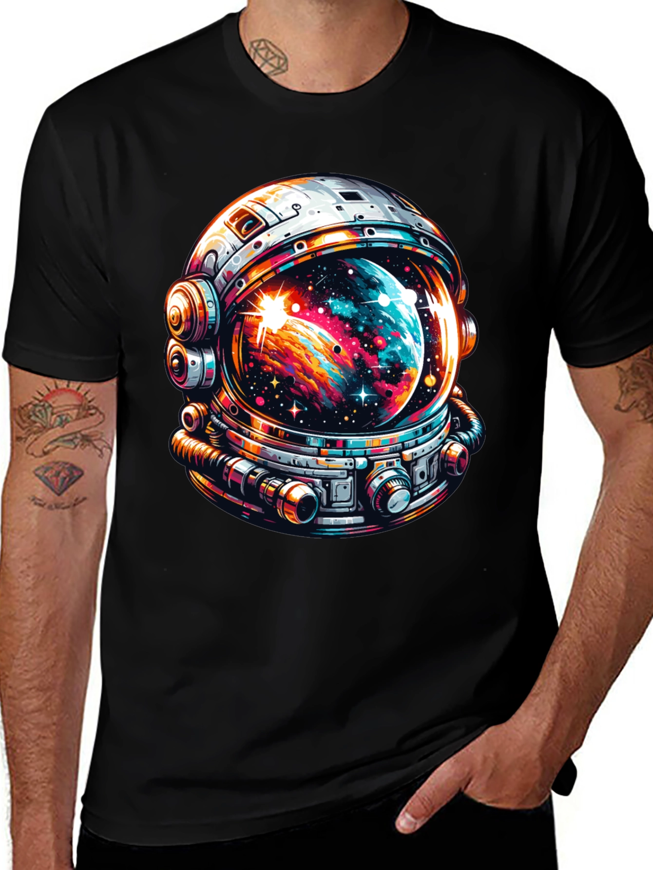 Space Helmet Graphic Tee - Bold Astronaut Design