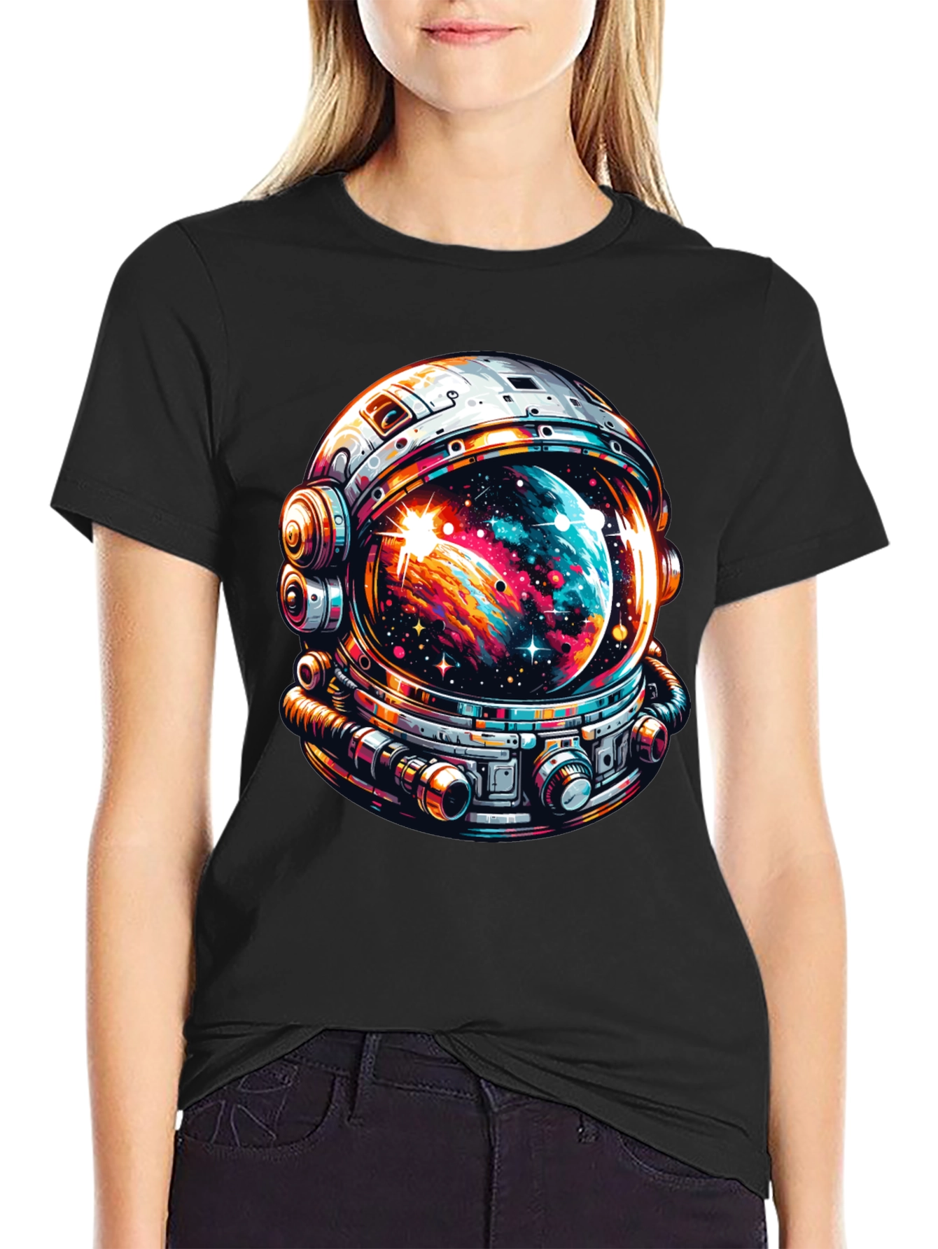 Space Helmet Graphic Tee - Bold Astronaut Design
