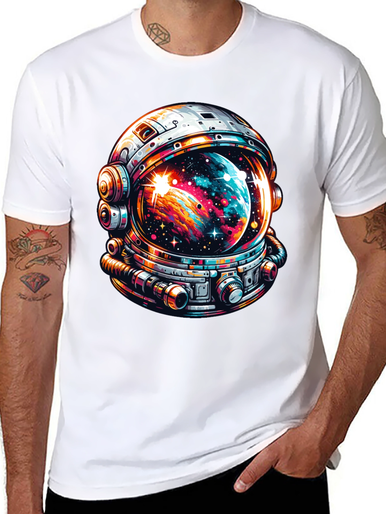Space Helmet Graphic Tee - Bold Astronaut Design