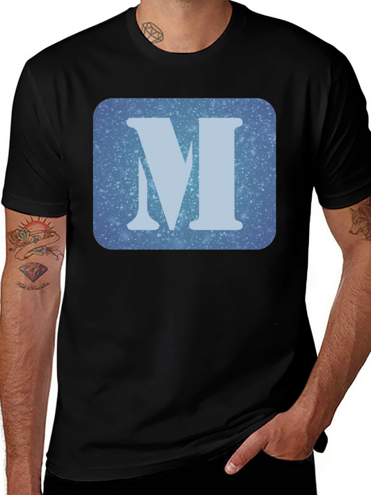 Letter M Graphic Tee - Black Cotton Blend T-Shirt