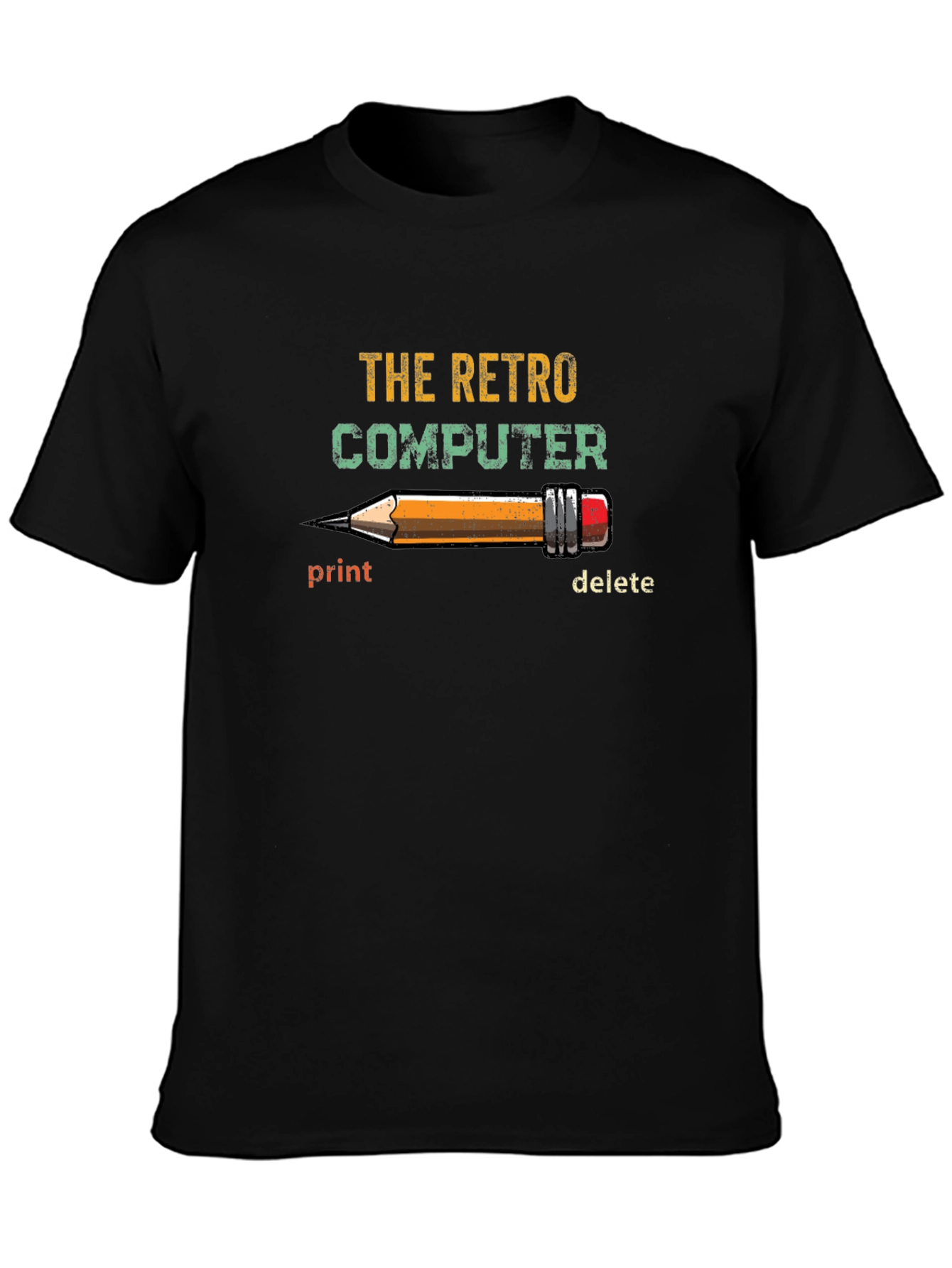 Retro Computer Pencil Print Graphic Tee
