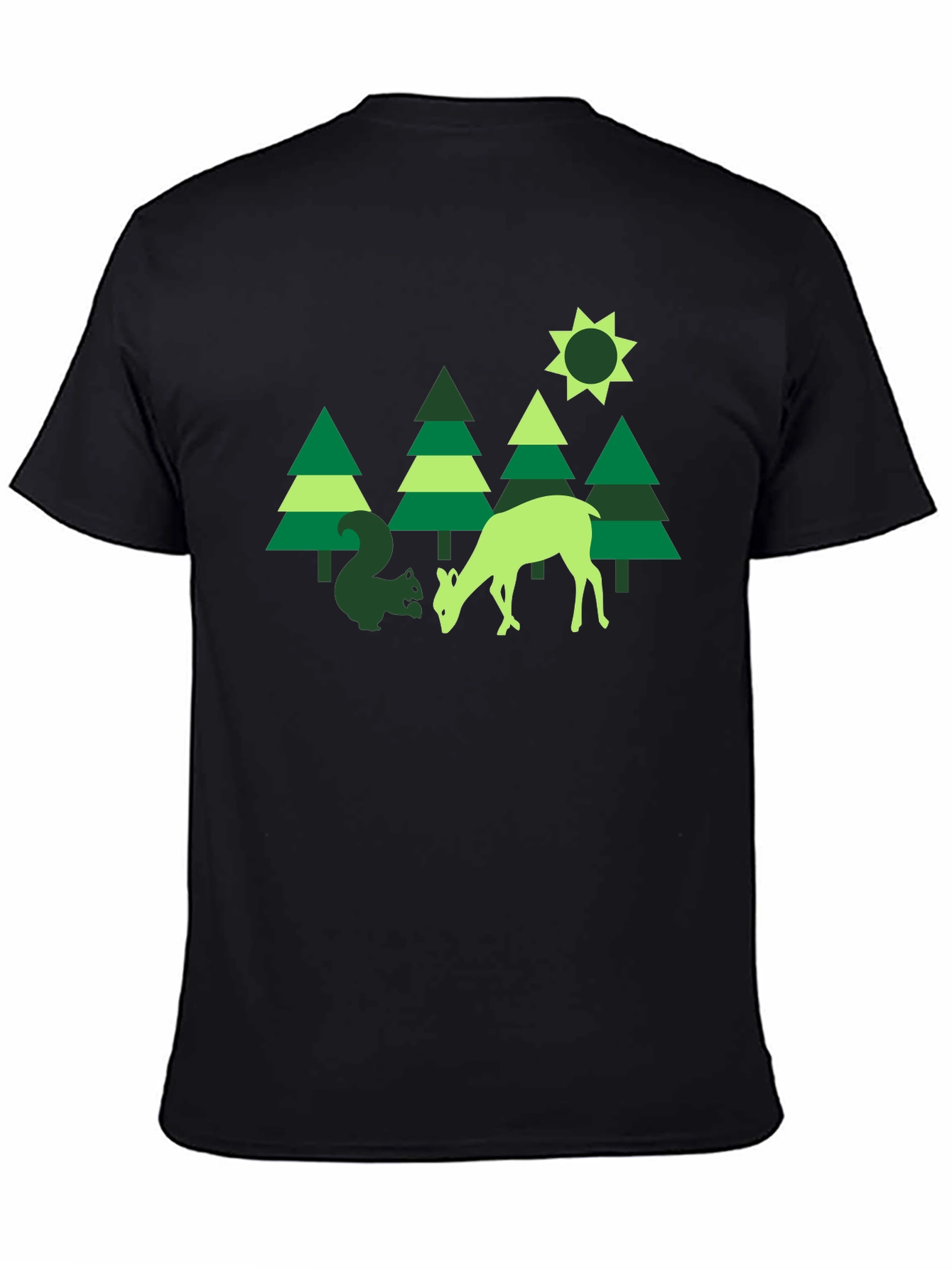 Nature Graphic Tee: Deer & Squirrel Forest Print