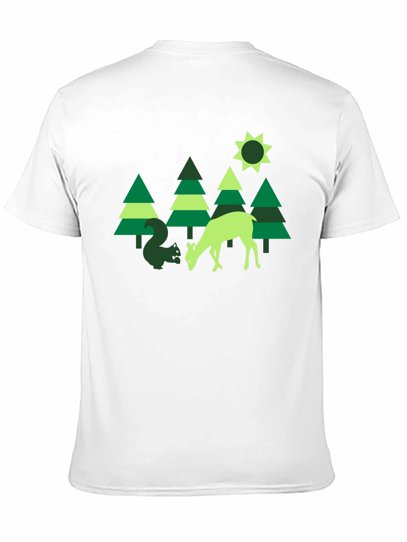 Nature Graphic Tee: Deer & Squirrel Forest Print