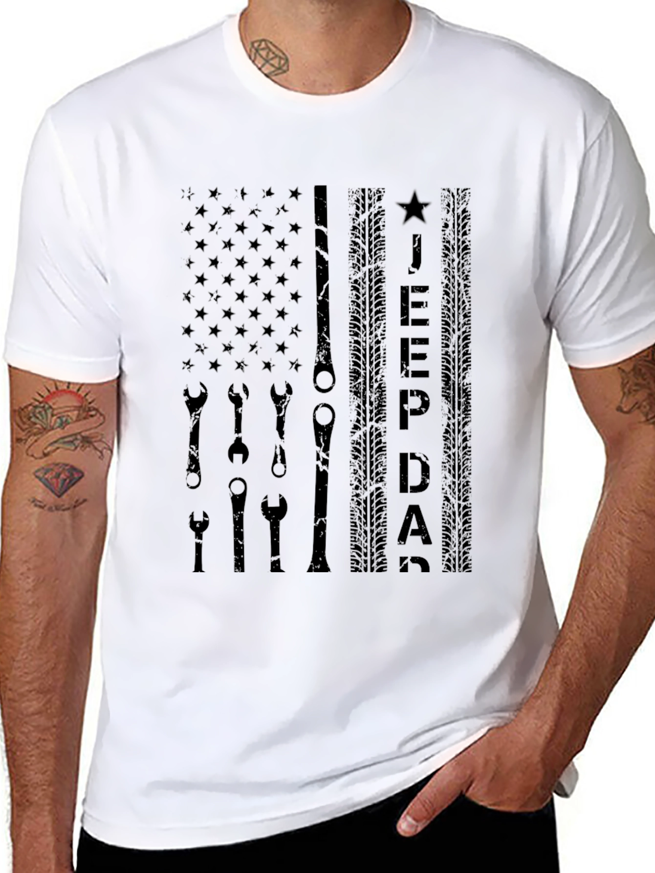 Jeep Dad Flag Graphic Tee - Black