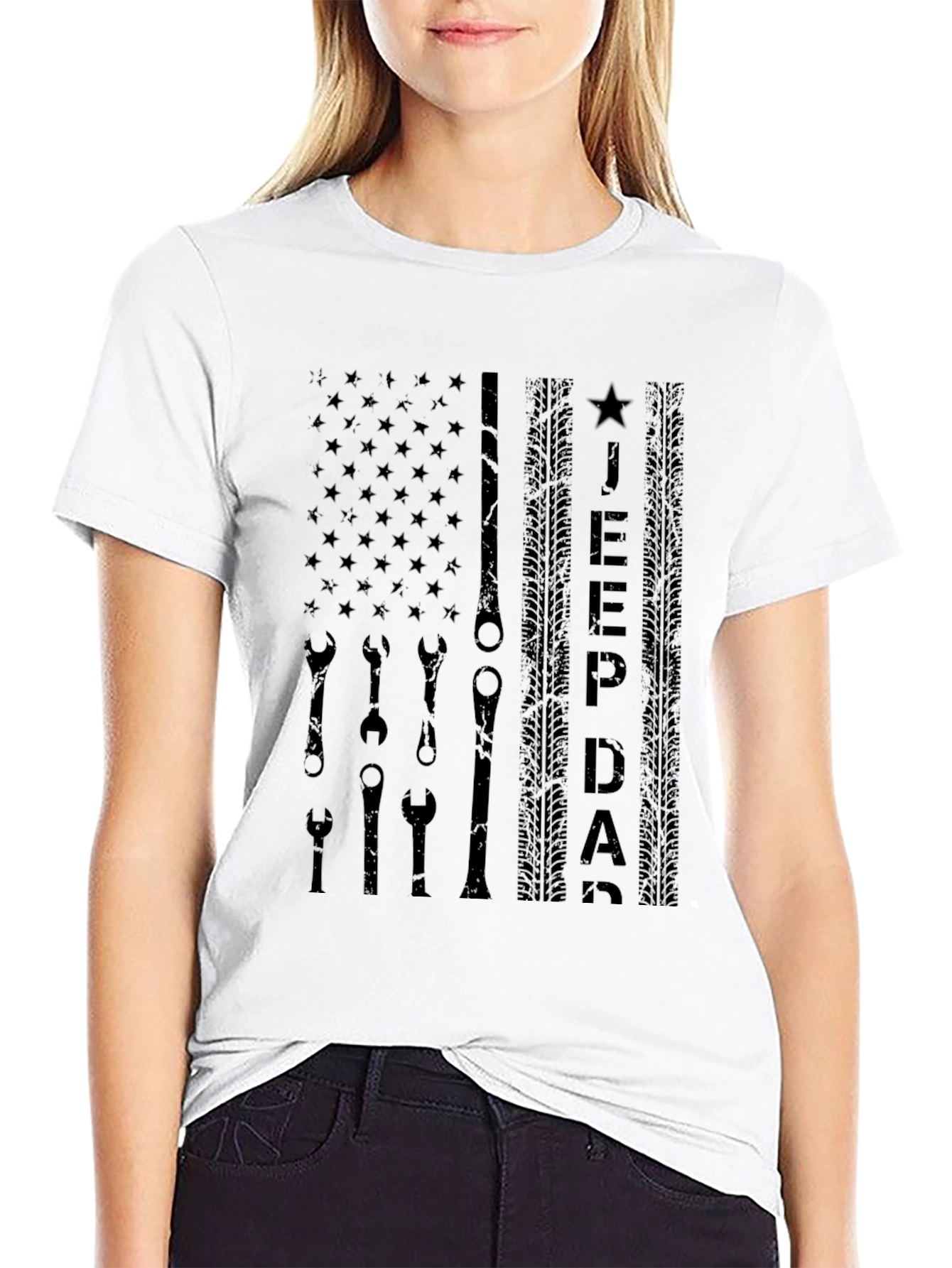 Jeep Dad Flag Graphic Tee - Black