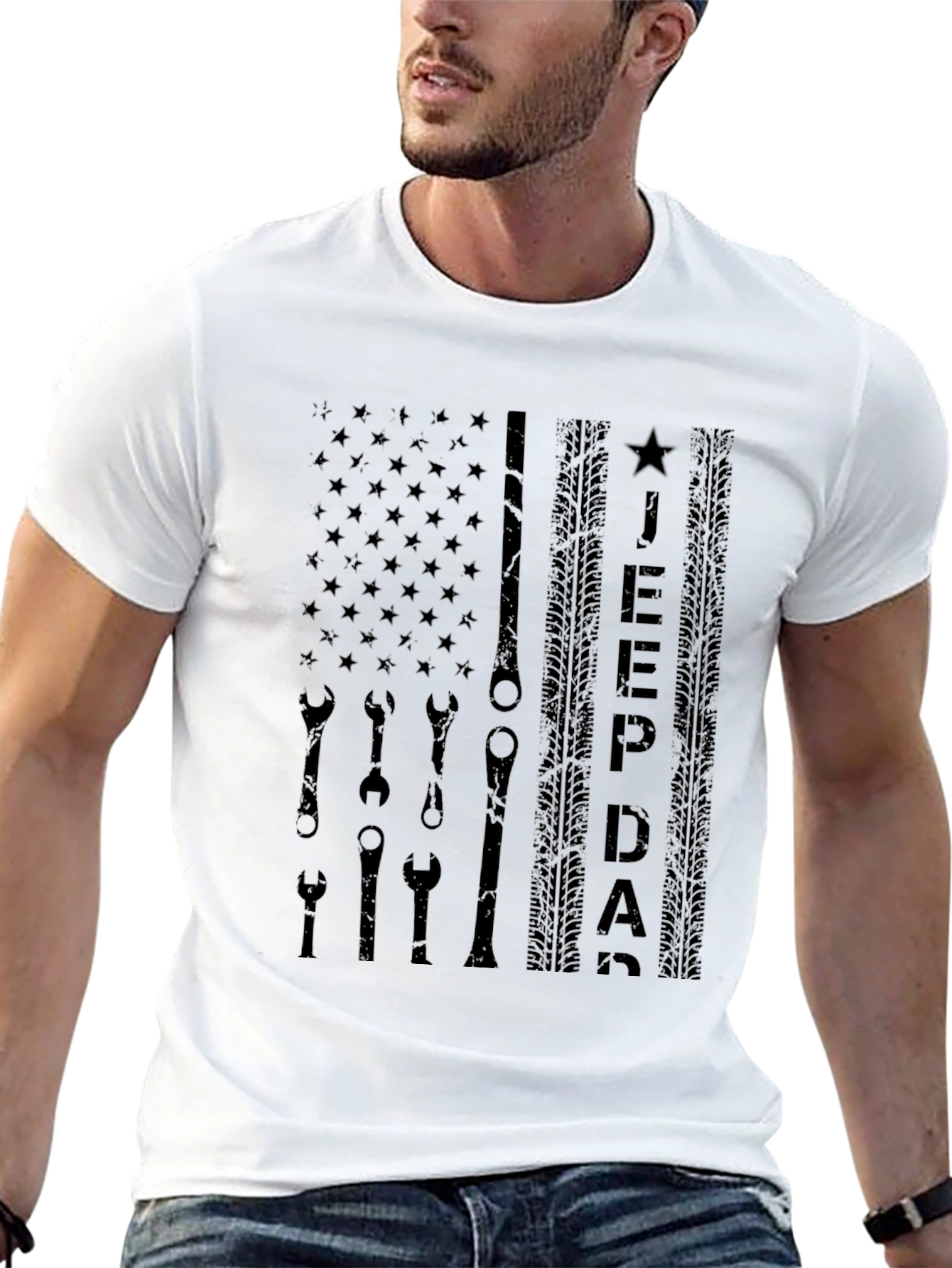 Jeep Dad Flag Graphic Tee - Black