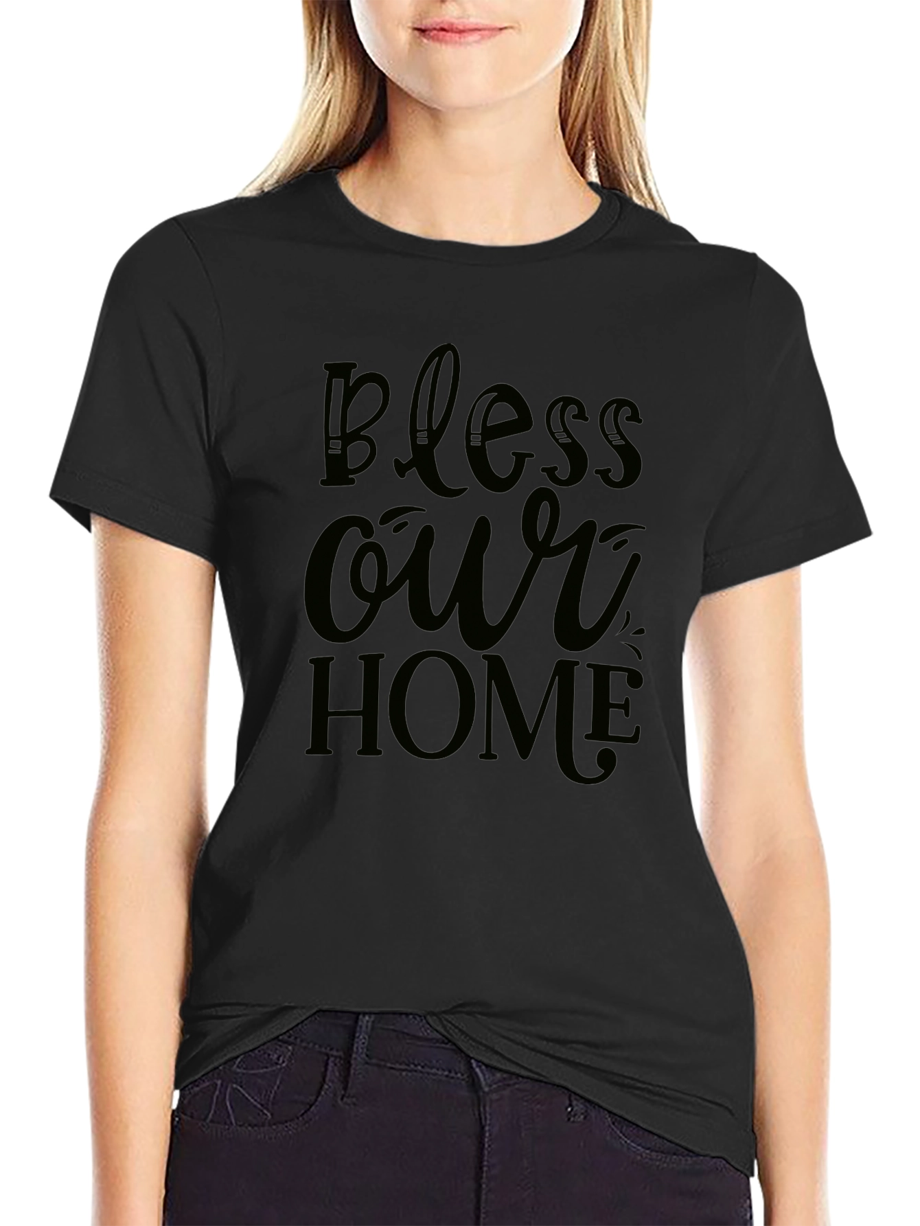 Bless Our Home Graphic Tee - Mens Black T-Shirt